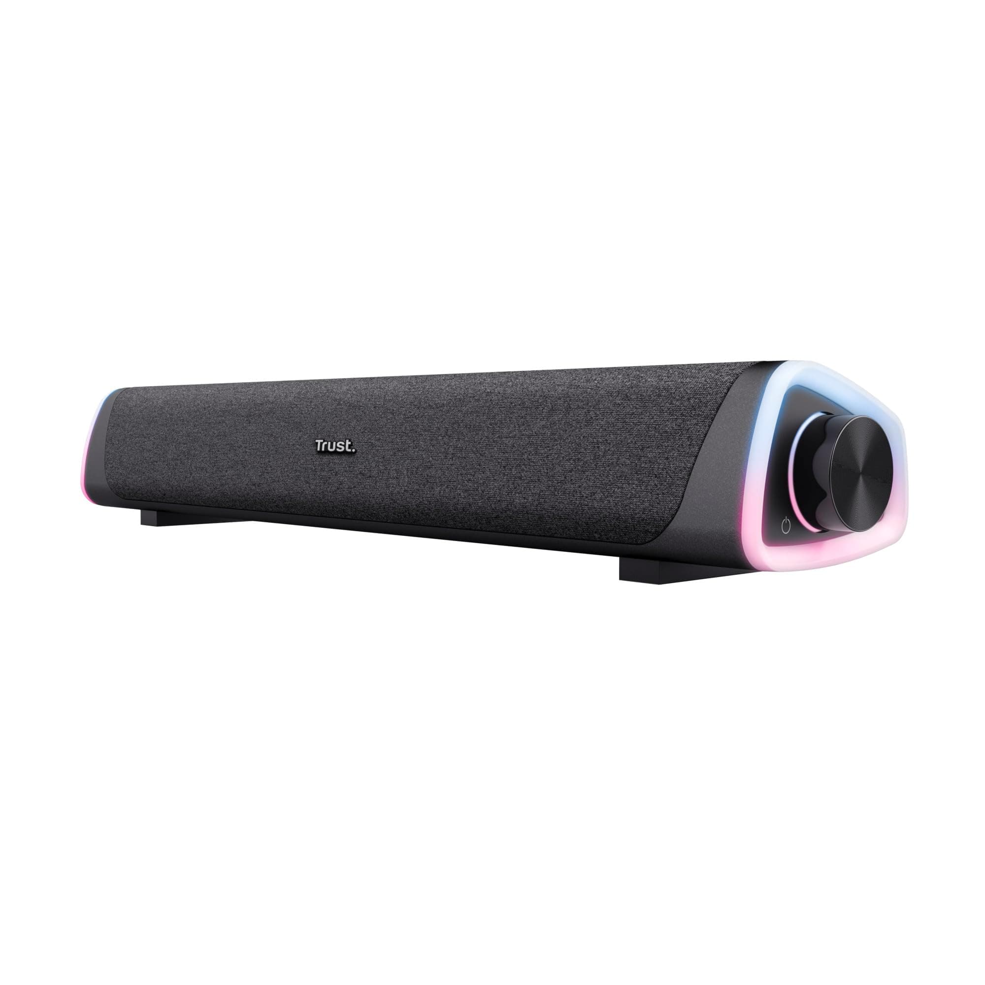 Trust Liro Soundbar PC 12W, Stereo Speaker con Illuminazione LED RGB, Sound Bar Jack AUX 3.5 mm, Casse PC con Alimentazione USB, Altoparlanti per PC Laptop Desktop Tablet Smartphone TV, Nero