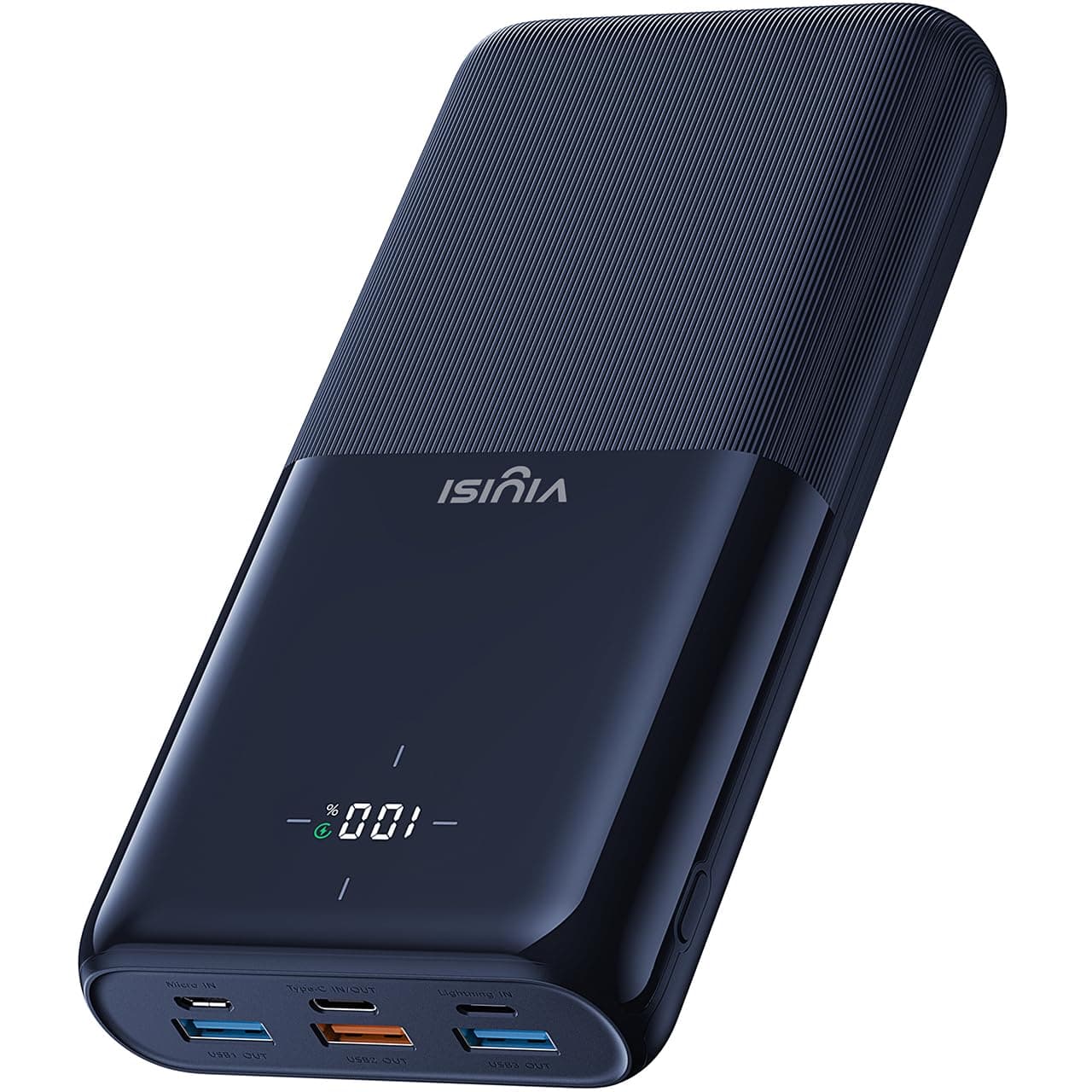 VIYISI Power Bank 30000mAh caricatore portatile a ricarica rapida 20W PD, batteria esterna USB C con display LED, 4 uscite e 3 ingressi compatibili con iPhone/Samsung/Xiaomi/Huawei/iPad/Tablet - Blu