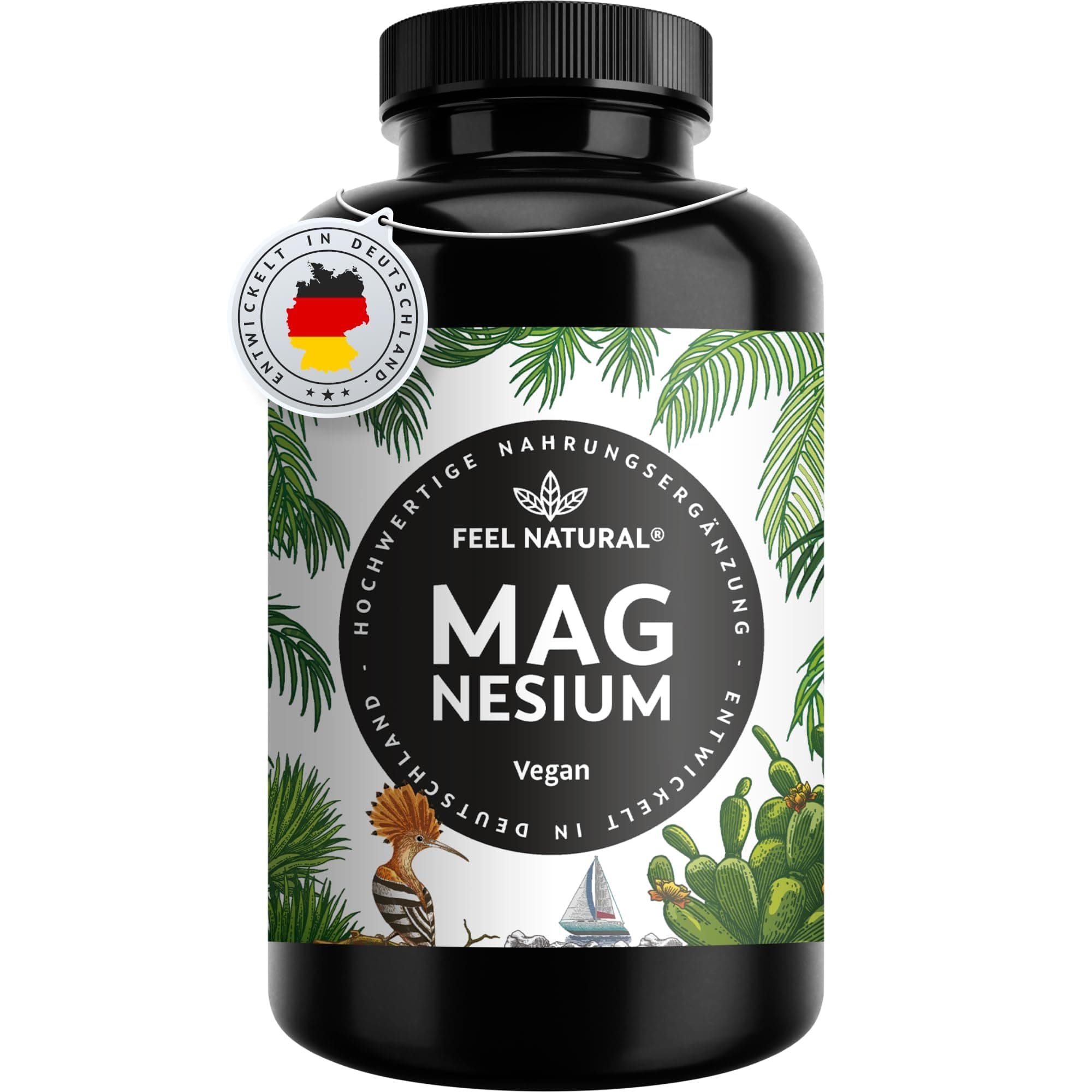 Magnesium hochdosiert Kapseln - 350 g Stück (Jahresvorrat) - 664mg je Kapsel, davon 400mg elementares Magnesium - höherer Gehalt als andere Magnesiumformen - Laborgeprüft & Vegan