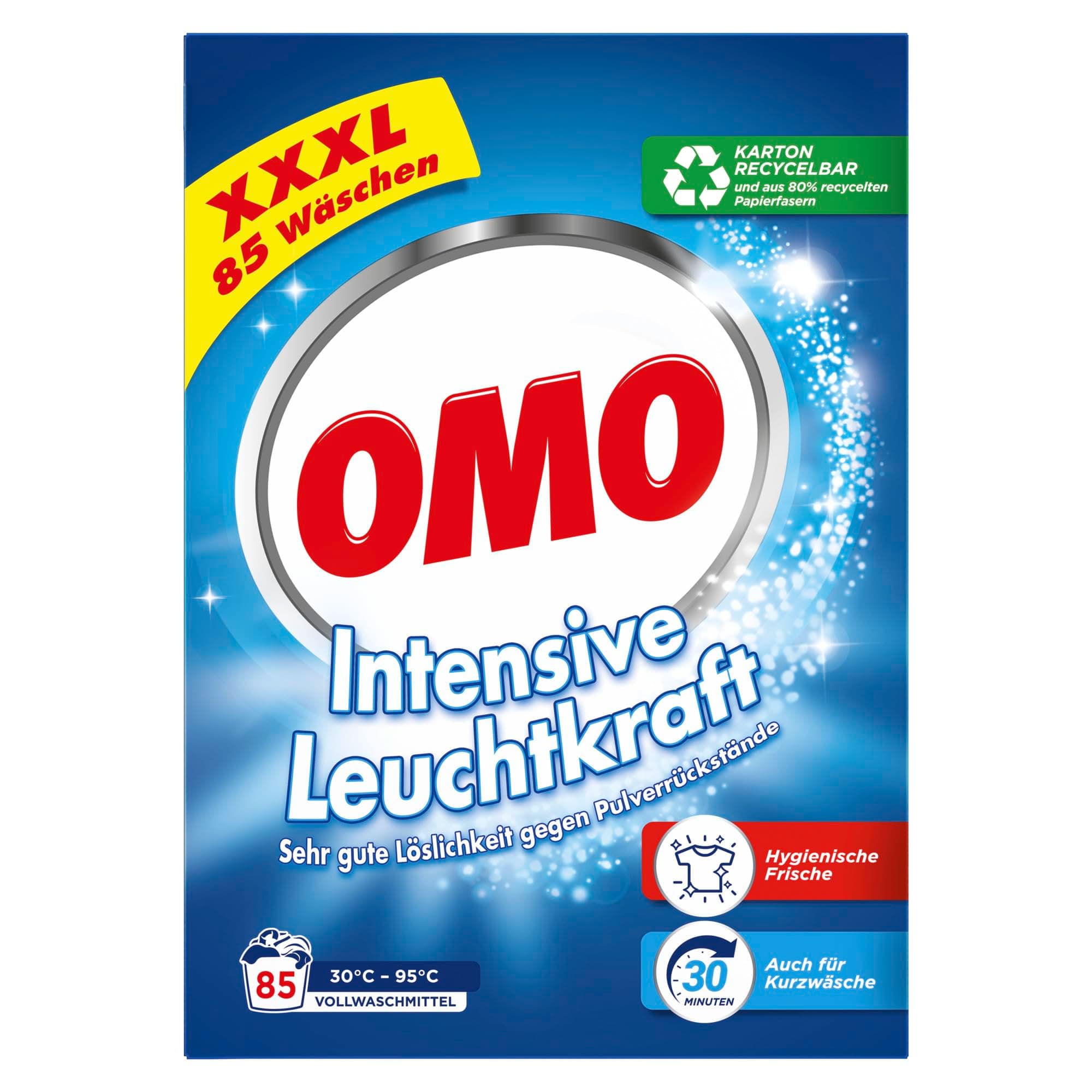 Omo Waschpulver XXXL Vollwaschmittel für intensive Leuchtkraft und hygienische Frische 85 WL