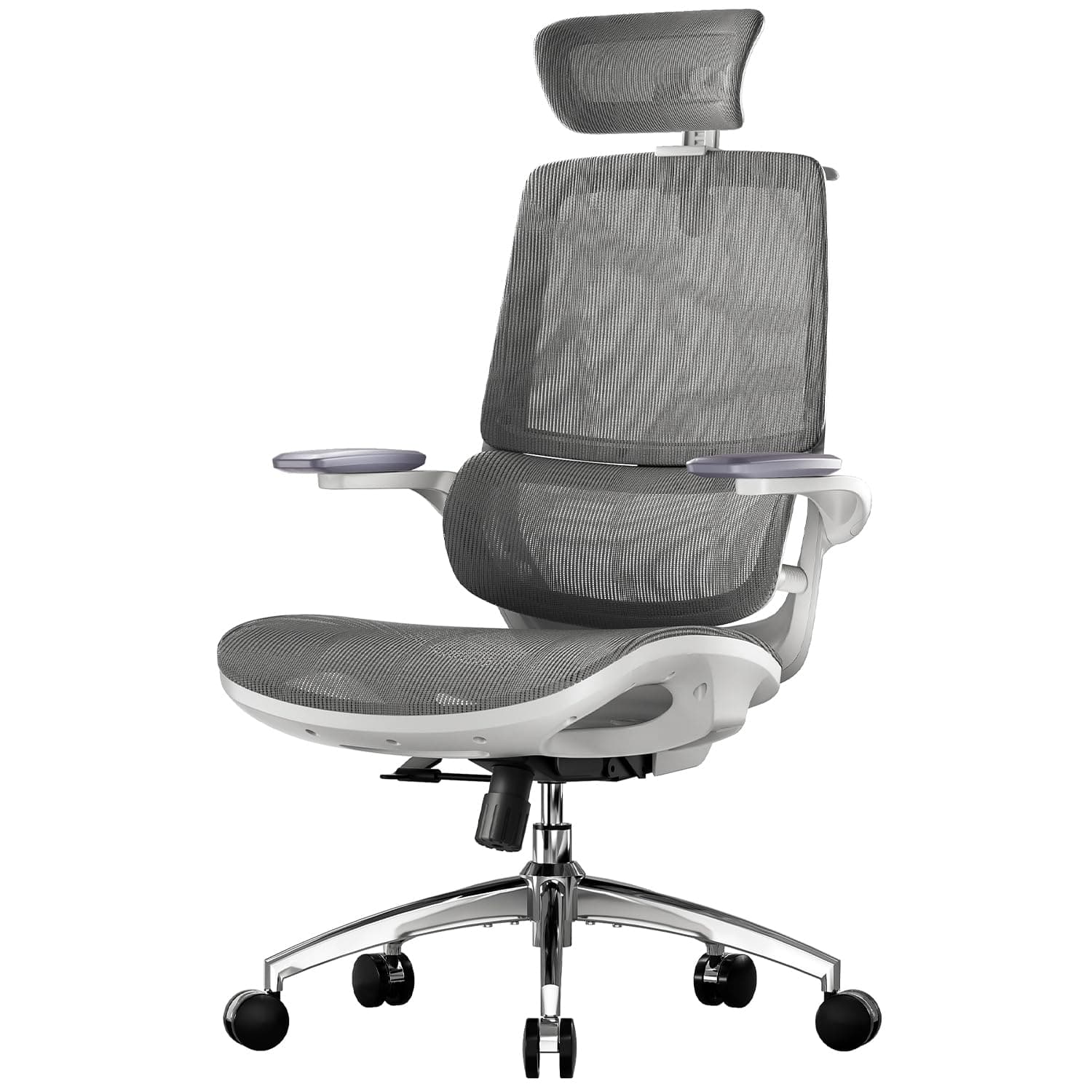 SIHOO M59AS Silla de Oficina Ergonómica con Reposabrazos 3D Plegables, Respaldo Doble y Soporte Lumbar Dinámico, Silla de Malla para Oficina en Casa(Gris)