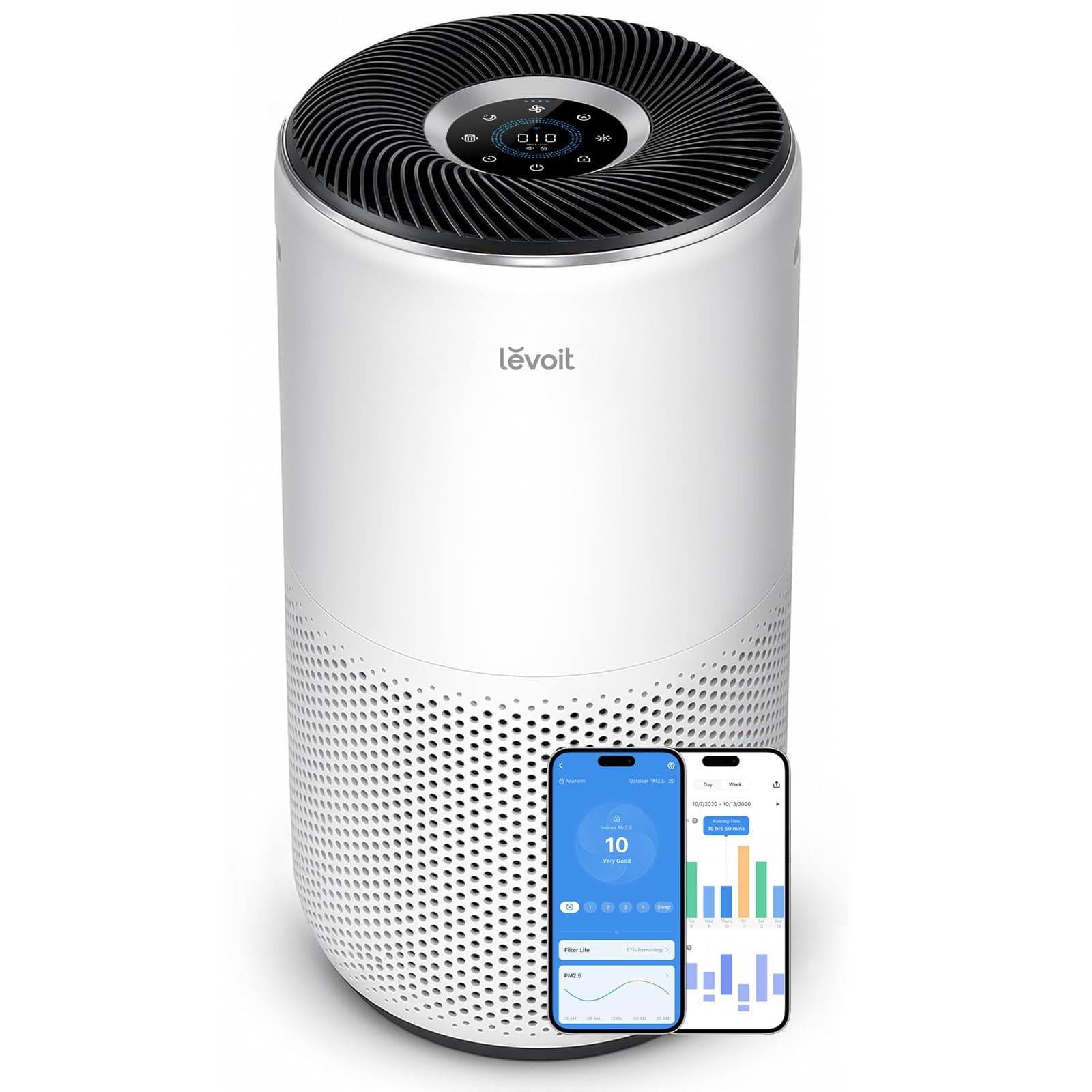 Levoit Purificateur d'Air CADR400m³/h jusqu'à 83m² Intelligent avec Capture | HEPA Élimine 99,97% de Particules, Mode Auto, Intelligent Compatible avec APP, ultrafines de 0,3 µm, des PM 2,5, du pollen