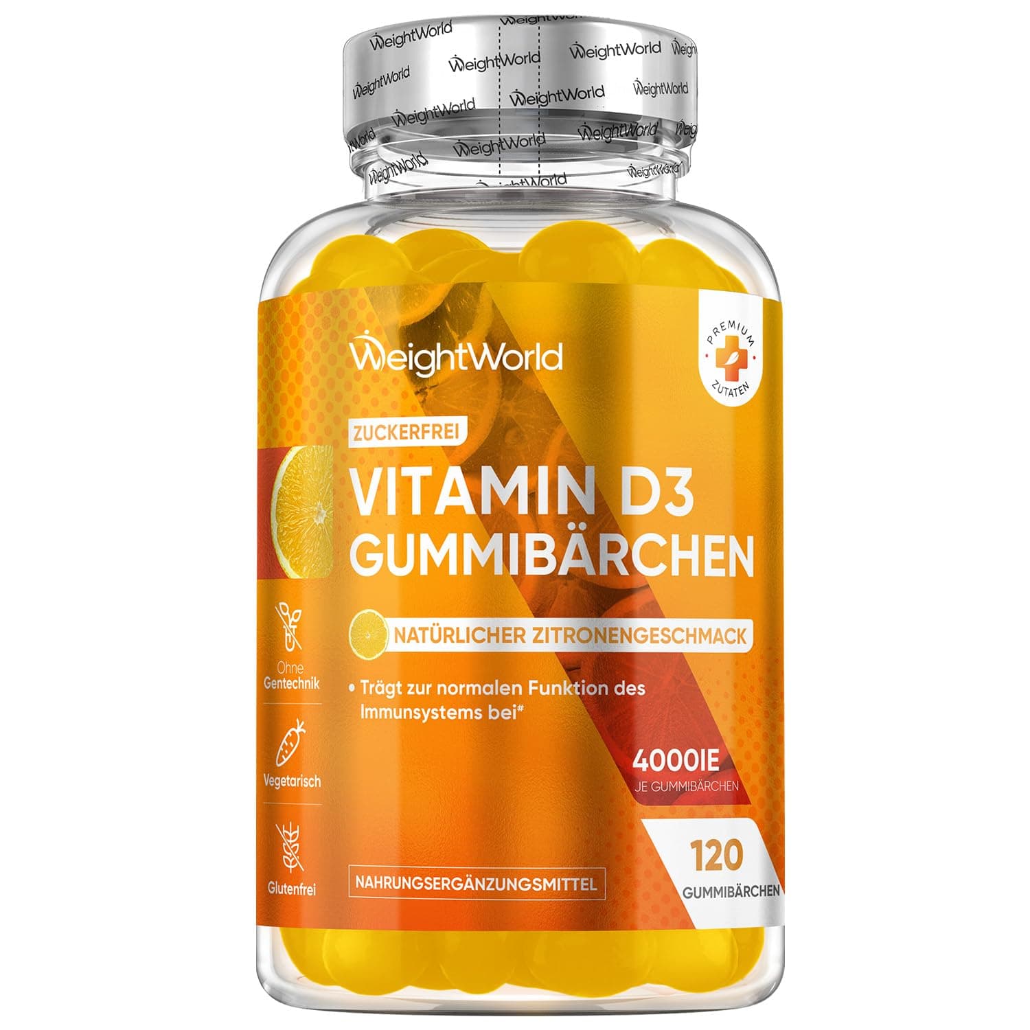 Vitamin D3 Gummies 4000 IE - Vitamin D trägt zur Erhaltung normaler Knochen & Muskelfunktion (EFSA)- 120 Gummibärchen ohne Zucker - 1 Gummibärchen alle 4 Tage - Vegatarisch - Glutenfrei - WeightWorld
