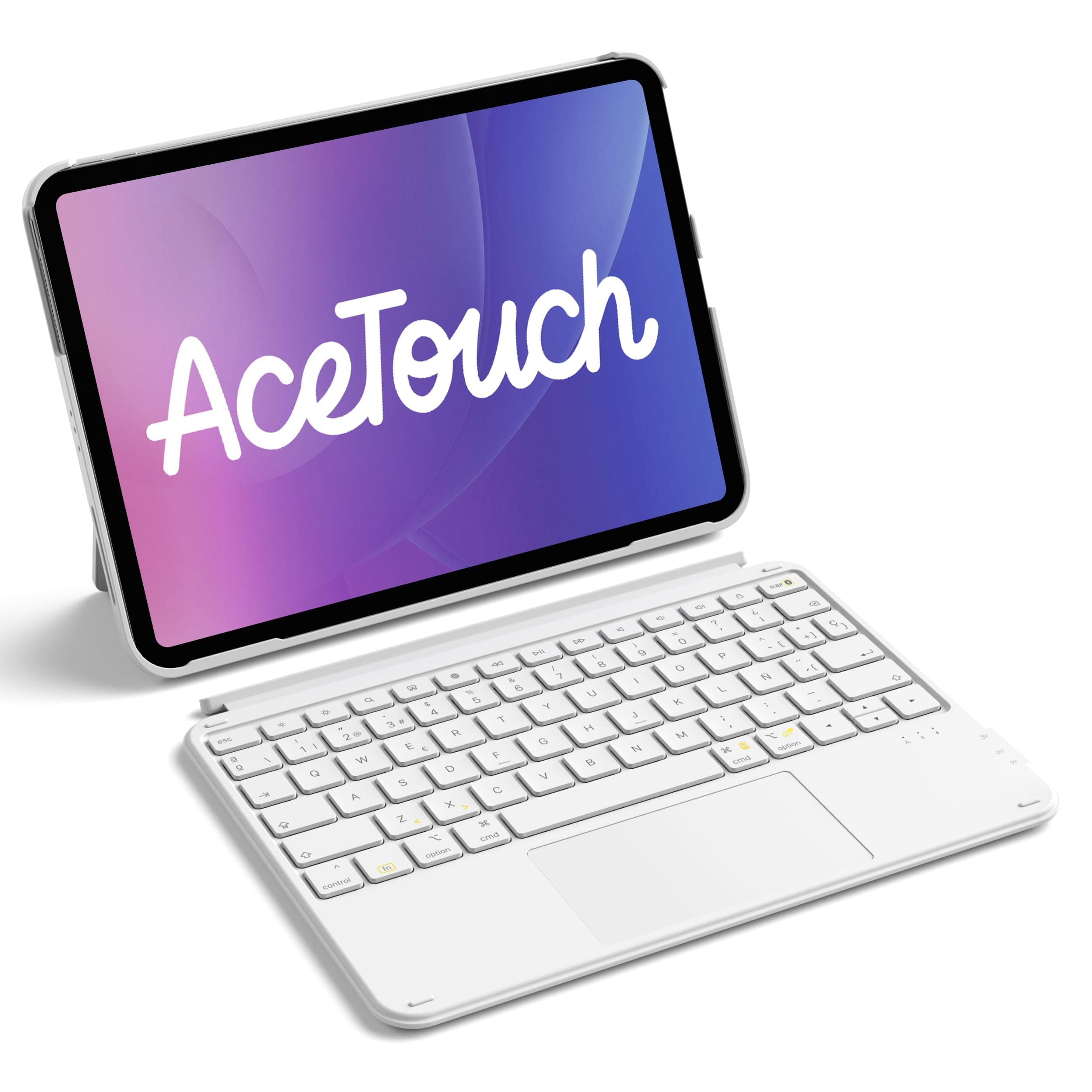 Inateck Coque Clavier pour iPad 11e/10e Gén, pour iPad 10e (10,9")/11e (2025 A16), Air 11" M4/M3/M2, Air 6/5/4e, Pro 11 4e-1re, Clavier Ultraléger Détachable avec Pavé Tactile, Blanc AceTouch