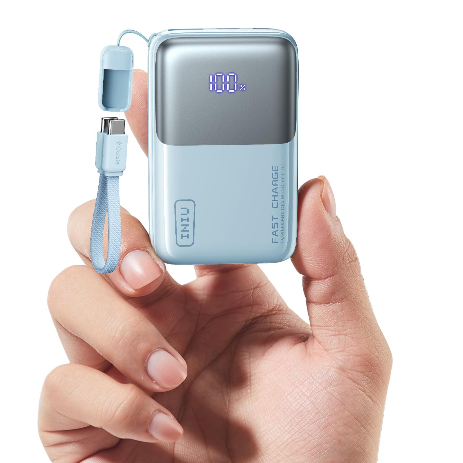 INIU Mini Power Bank, 45W 10000mAh Powerbank Klein Aber Stark (USB C In & Out), Schnellladefunktion PD3.0 Externe Handyakkus, Kompatibel mit iPhone 17 16 15 Pro Max Mini Samsung S24, Zartes Blau
