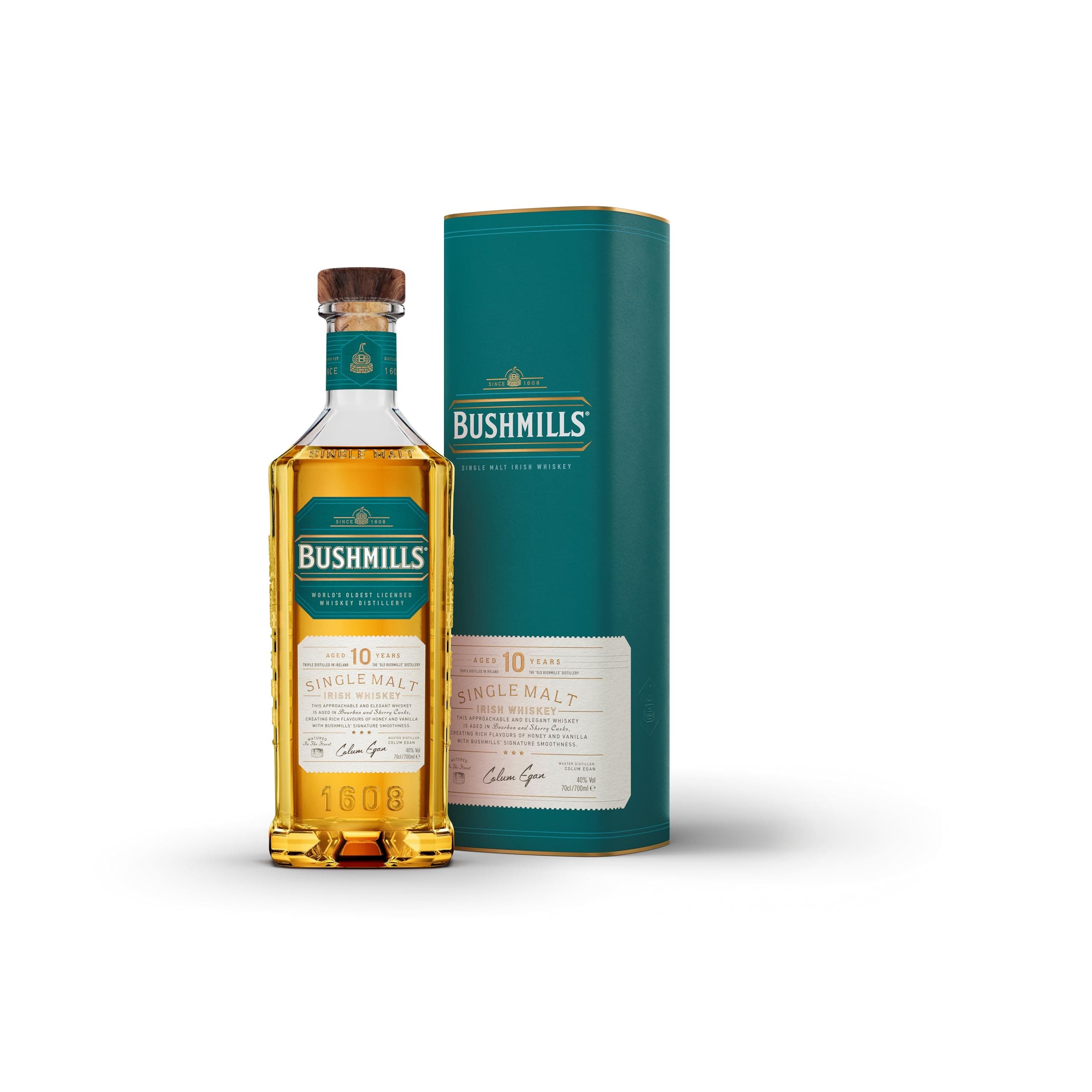 Bushmills 10 Years Old Single Malt Irish Whiskey | Dreifach destillierter 100% Malt Whisky | 40% vol | 0,7l