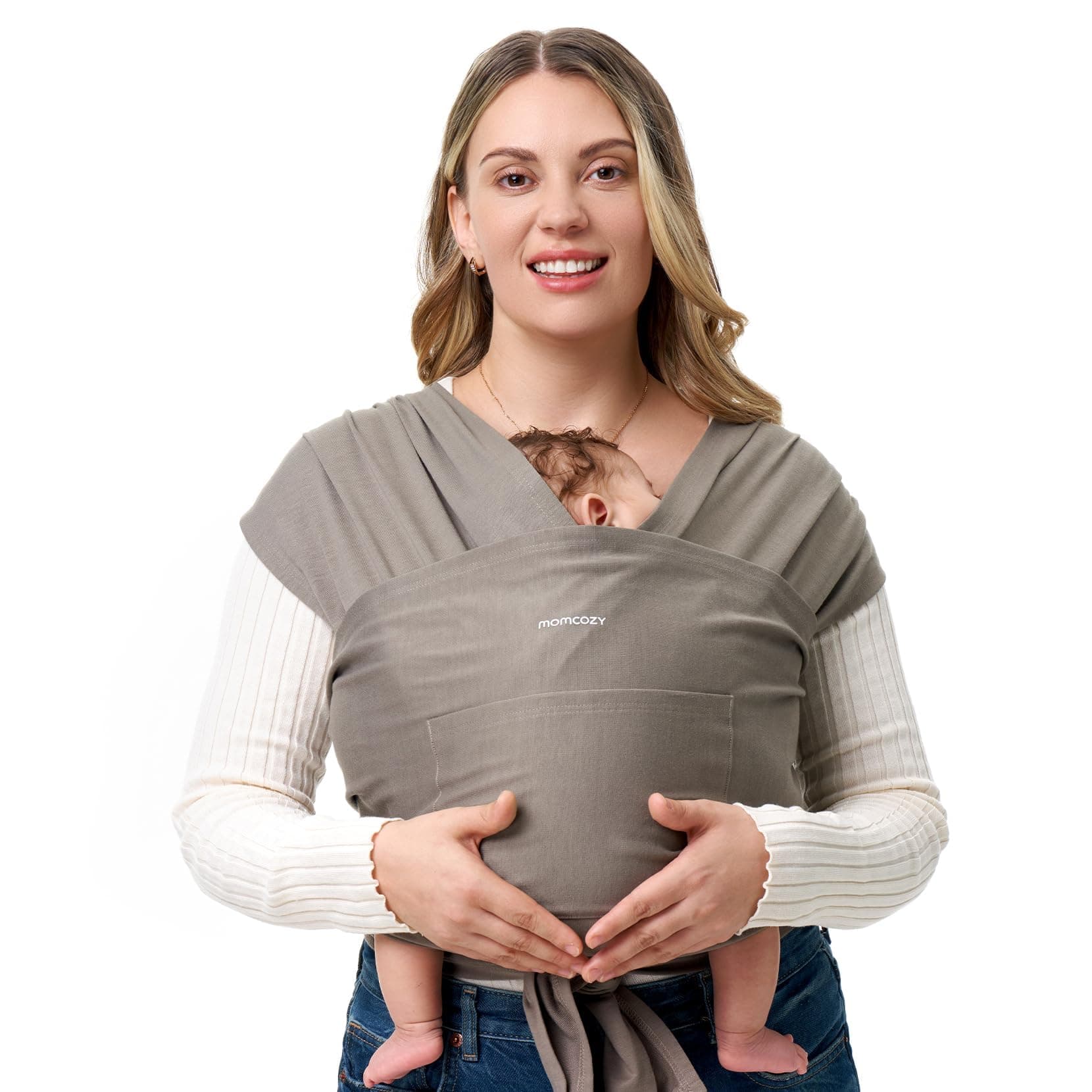 Momcozy Fular Portabebés Elástico para Recién Nacidos, Ajustable y Ergonómico, Manos Libres, 3,6–15 kg, Transpirable, Certificado OEKO-TEX 100, con Bolsa de Transporte