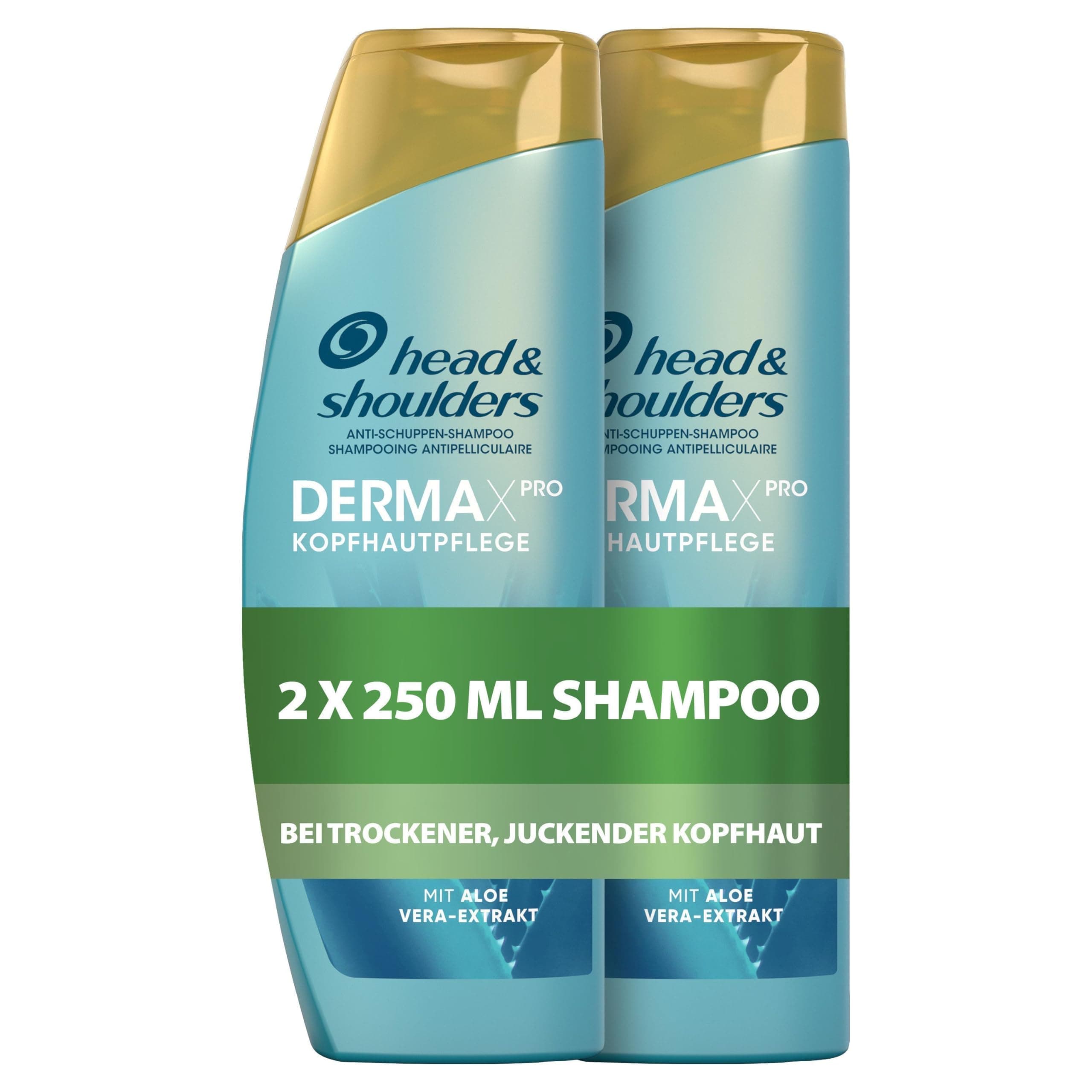 Head & Shoulders DERMAXPRO Beruhigendes Anti-Schuppen Shampoo 2x250 ml Kopfhautpflege bei trockener, juckender Kopfhaut (verbunden mit Schuppen) – Mit Kaktus-Extrakt, aktiver Aloe & Vitamin E