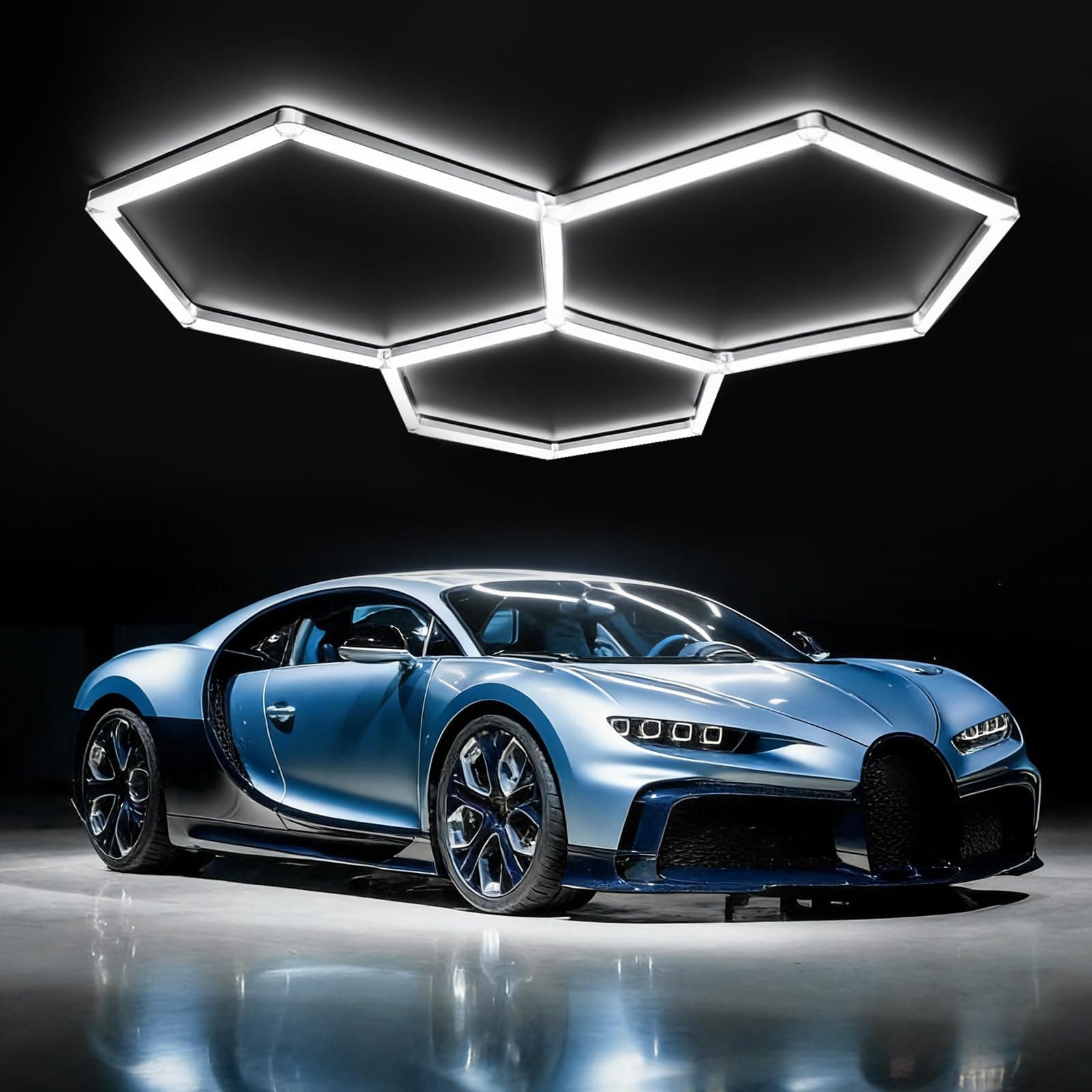 3-Hex Lámpara de techo LED hexagonal para garaje-16pcs luces de tubo, 128W 6500K luces LED de techo conectables para taller, garaje, almacén, gimnasio,sala de lavado para el cuidado del automóvil