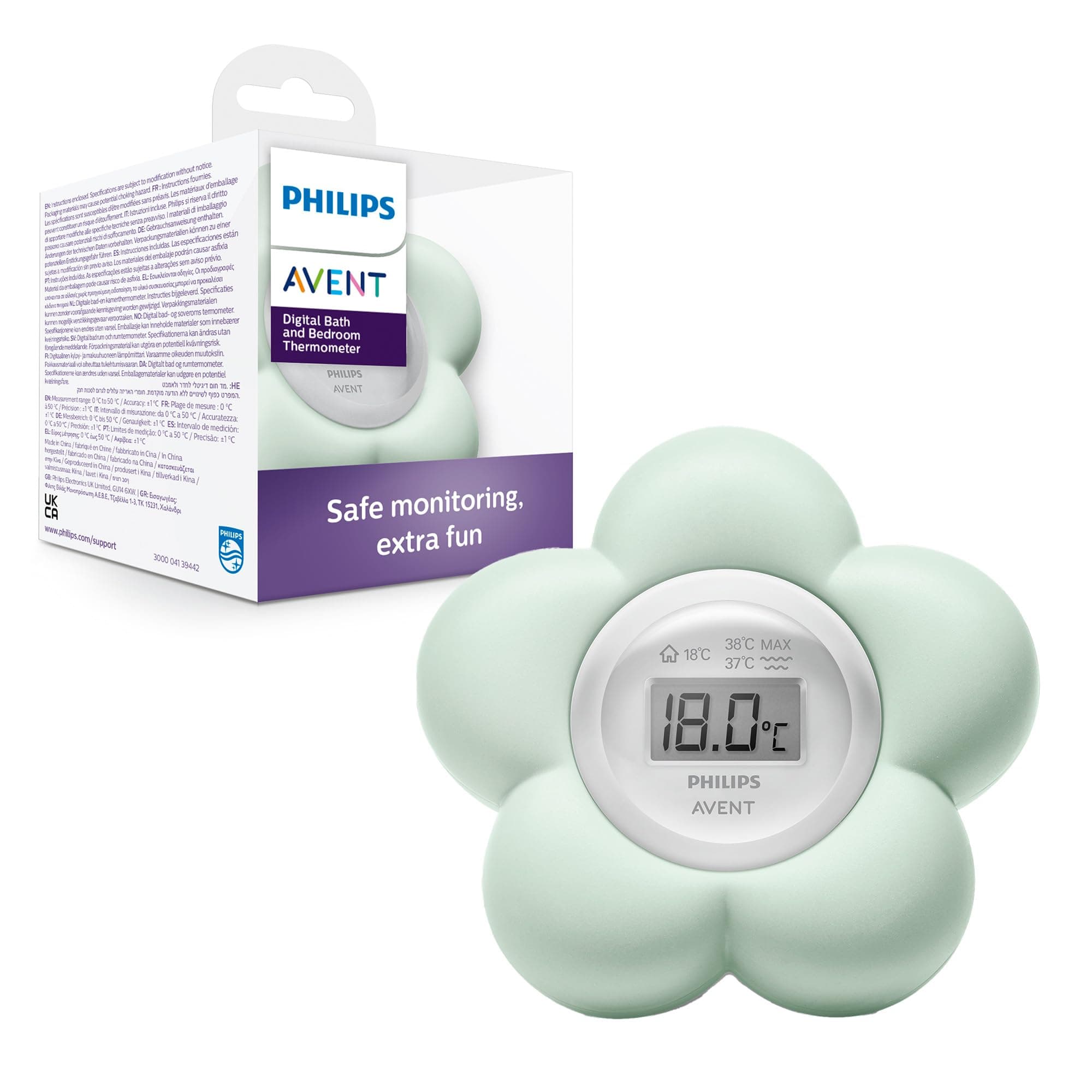 Philips Avent Thermomètre numérique de bain pour bébé, étanche et mesure précise de la température (Modèle ‎SCH480/00)