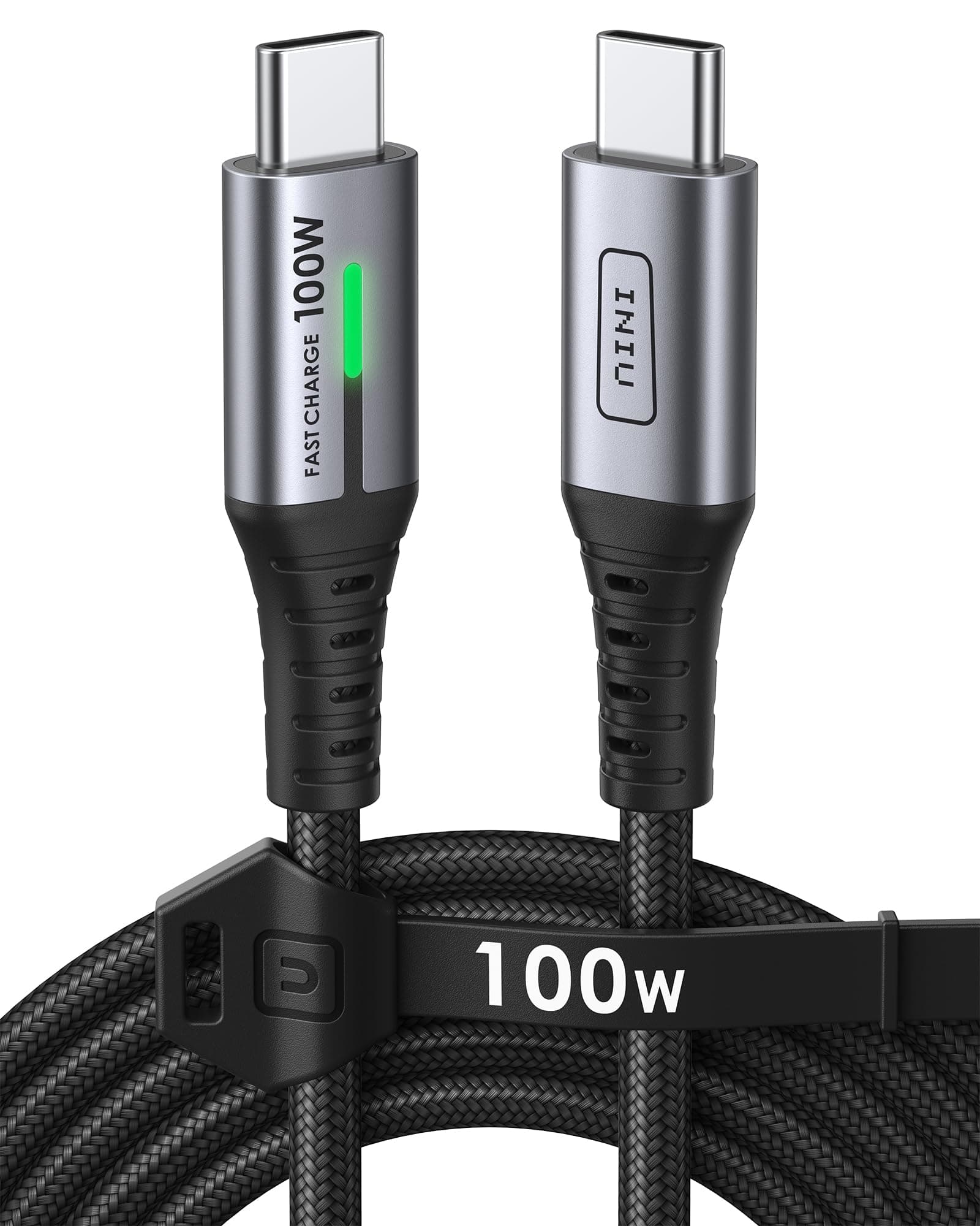 INIU Cavo USB C USB C 100W, 2m Cavo USB Type-C PD 5A Ricarica Rapida QC 4.0 Nylon Cavo Tipo C Caricabatterie Cellulare per iPhone 17 16 Pro Max, Samsung S25 Ultra, iPad Pro MacBook, Pixel 10 Pro ECC.