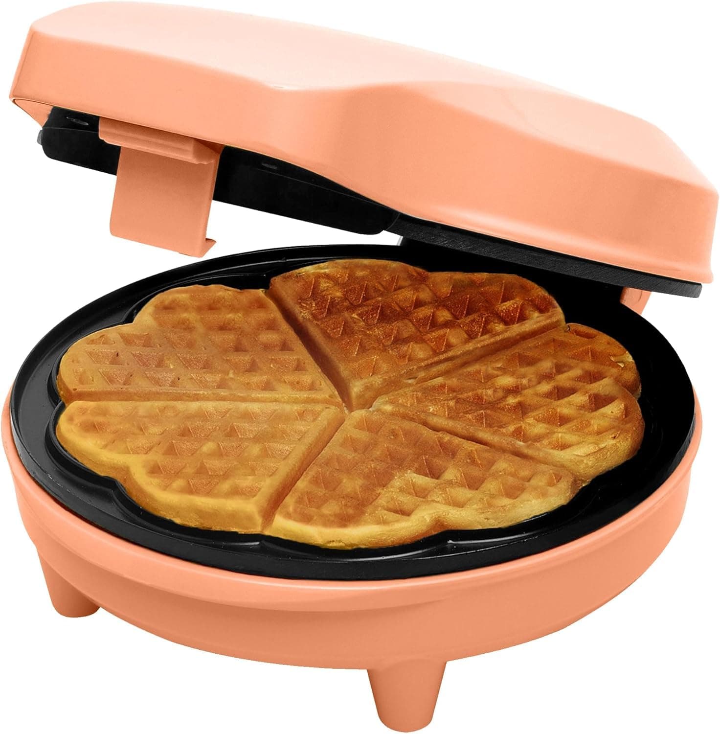 Bestron Waffeleisen für klassische Herzwaffeln, Herzwaffeleisen mit Antihaftberschichtung & Backampel, Waffelmaker aus der Sweet Dreams Kollektion, 700 Watt, Farbe: Orange