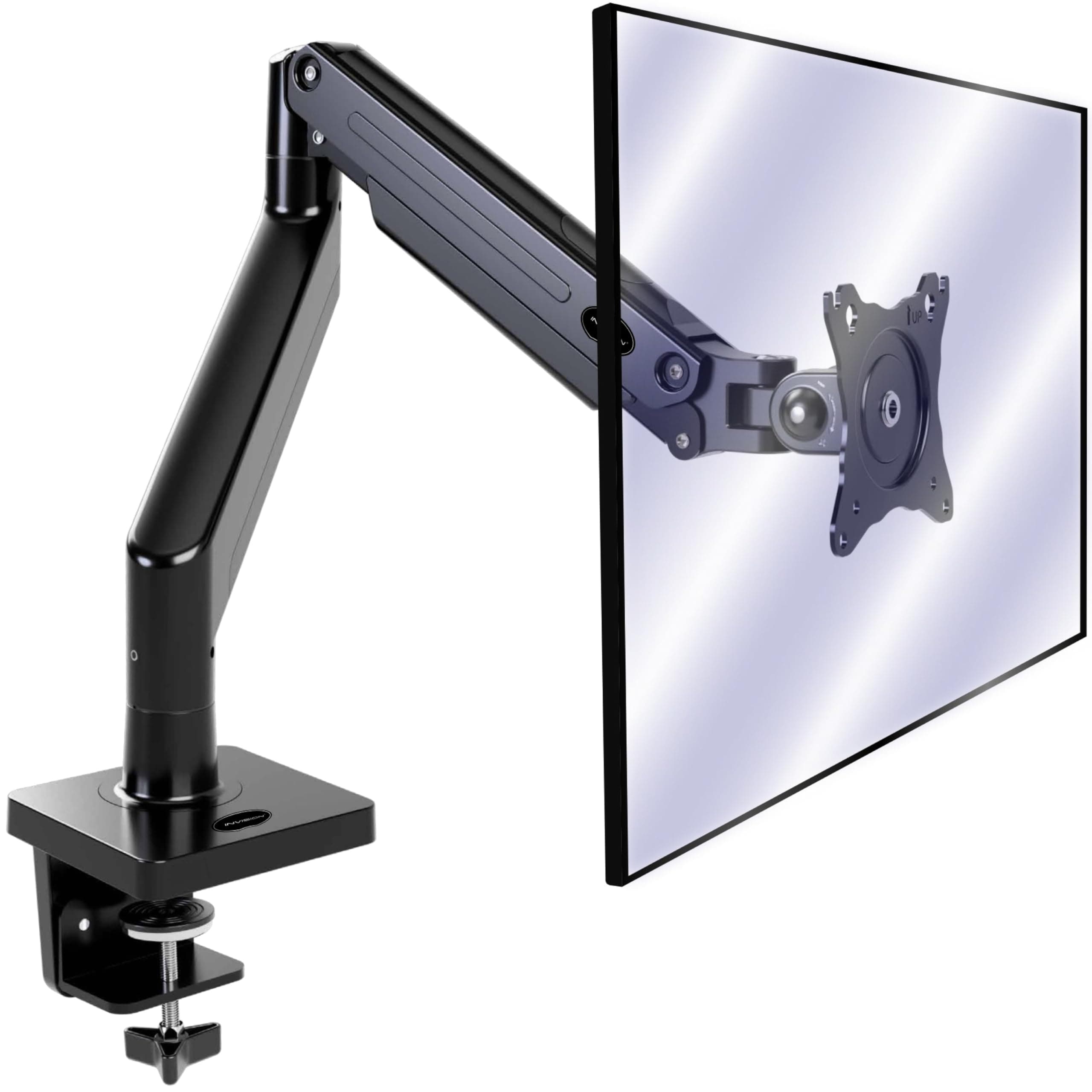 Invision Support PC Ecran Bras pour Écrans 24"-40" VESA 75/100mm Pince de Bureau Ergonomique Réglable en Hauteur 2-15kg (MX450)