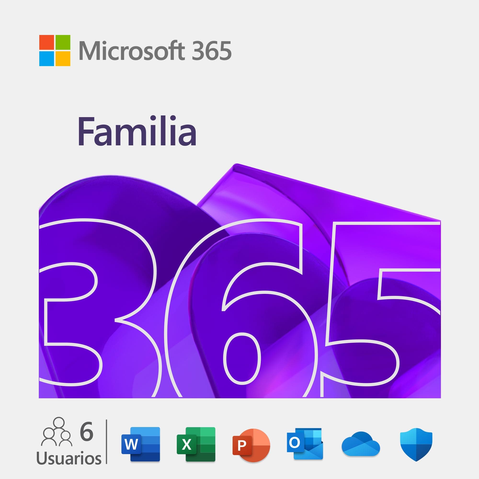 Microsoft 365 Familia | 12 meses | 6 personas | Apps Office con IA | Hasta 6TB de Almacenamiento OneDrive | Código de activación enviado por email