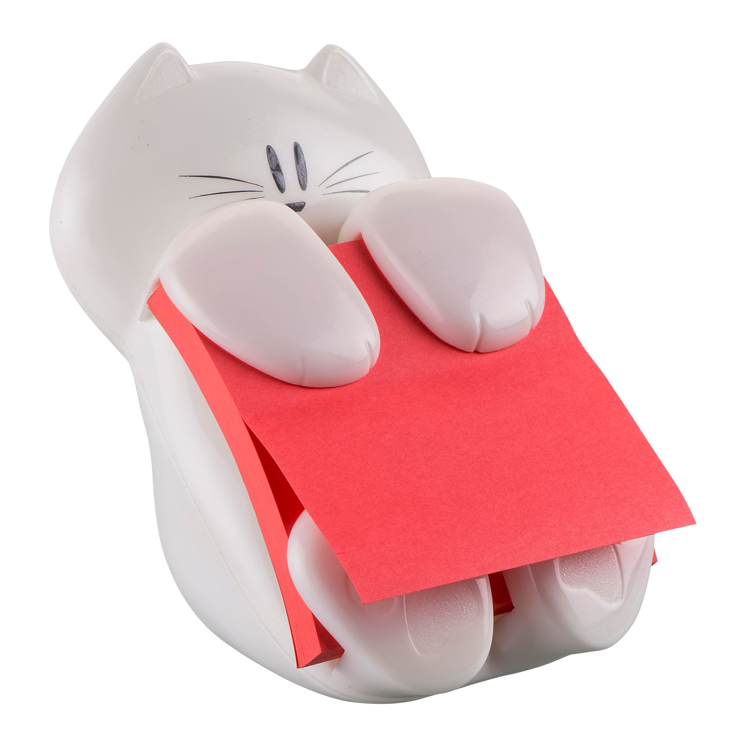 Post-it Dispenser Z-Notes CAT, Dispenser mit 1 Block Super Sticky Z-Notes, 90 Blatt pro Block, 76 mm x 76 mm, Farbe: Pink - Für eine unkomplizierte Einhand-Notizausgabe auf deinem Schreibtisch