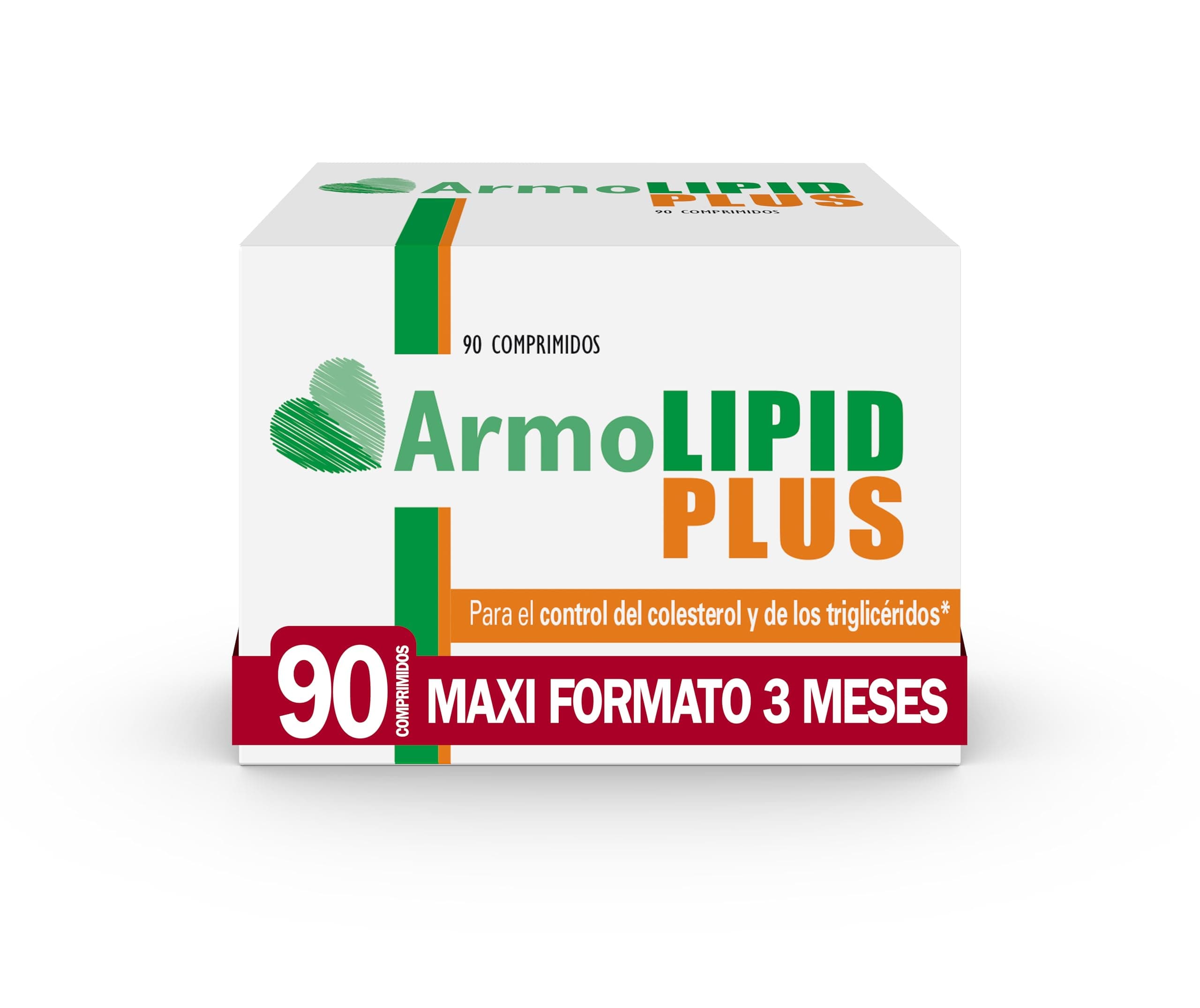 ArmoLIPID PLUS - Complemento Alimenticio Para el Control del Colesterol y de los Triglicéridos, Con Levadura Roja de Arroz, Berberina, Coenzima Q10, Astaxantina y Ácido Fólico, 90 Comprimidos