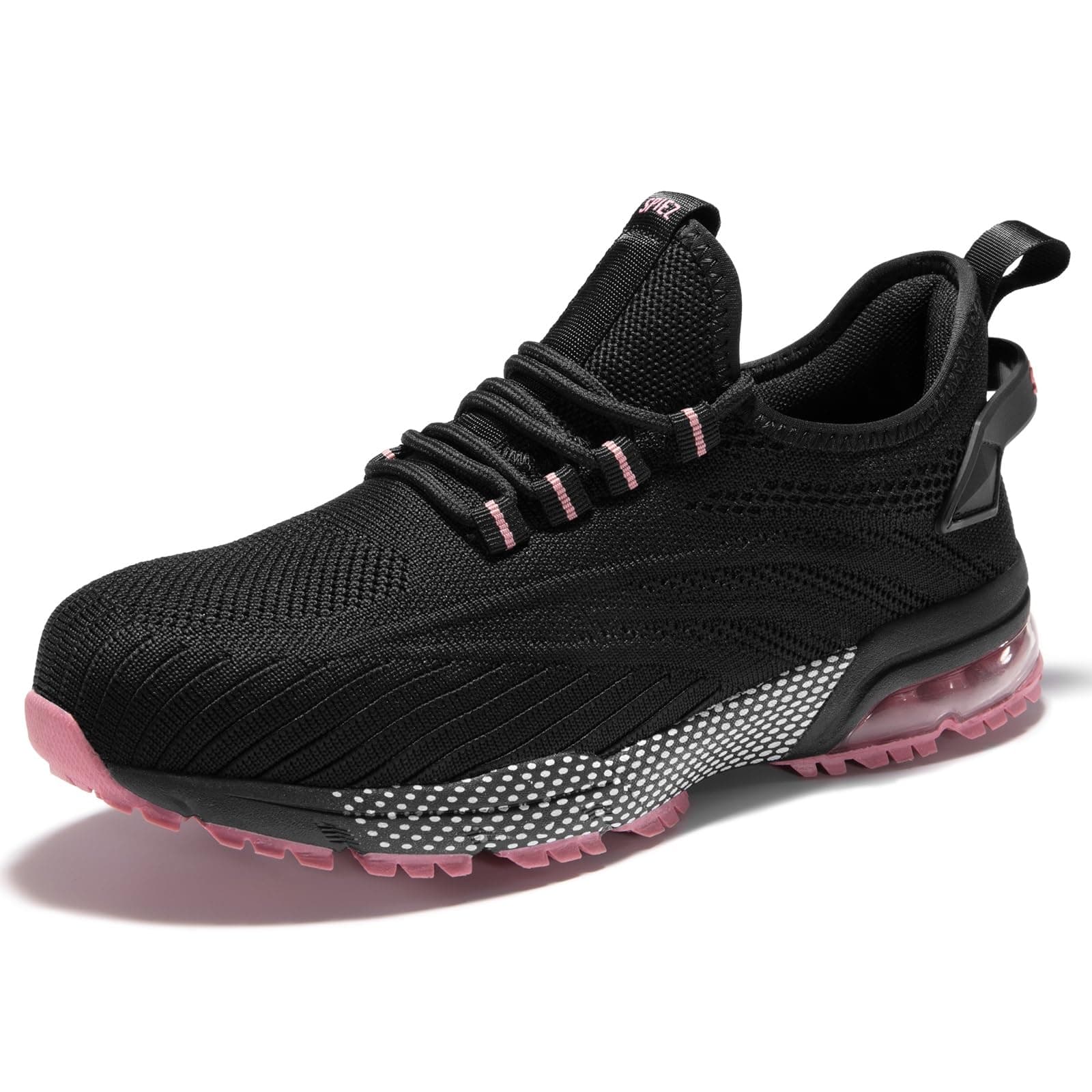 SPIEZ Zapatillas de Seguridad Mujer, Zapatos de Seguridad con Puntera Composite y Amortiguación de Aire, Diseño Ligero para Trabajo, Negro Rosa/Morado, EU 35–41