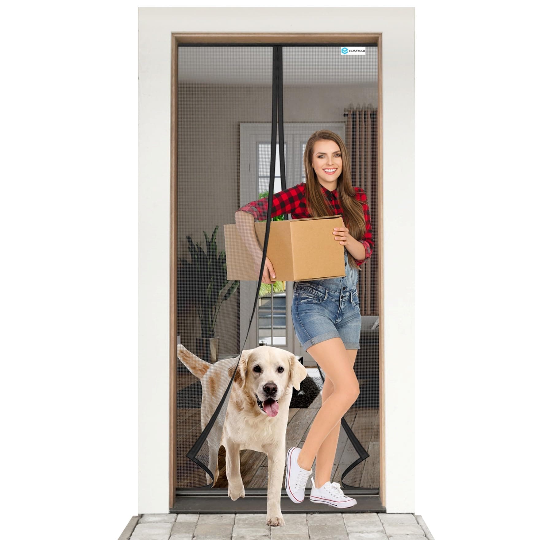 Moustiquaire Magnétique pour Porte 90x205 cm, Toile en Fibre de Verre Haute Densité, Fermeture Automatique Silencieuse, Fixation Adhésive sans Perçage, Idéal pour Enfants et Animaux - Noir