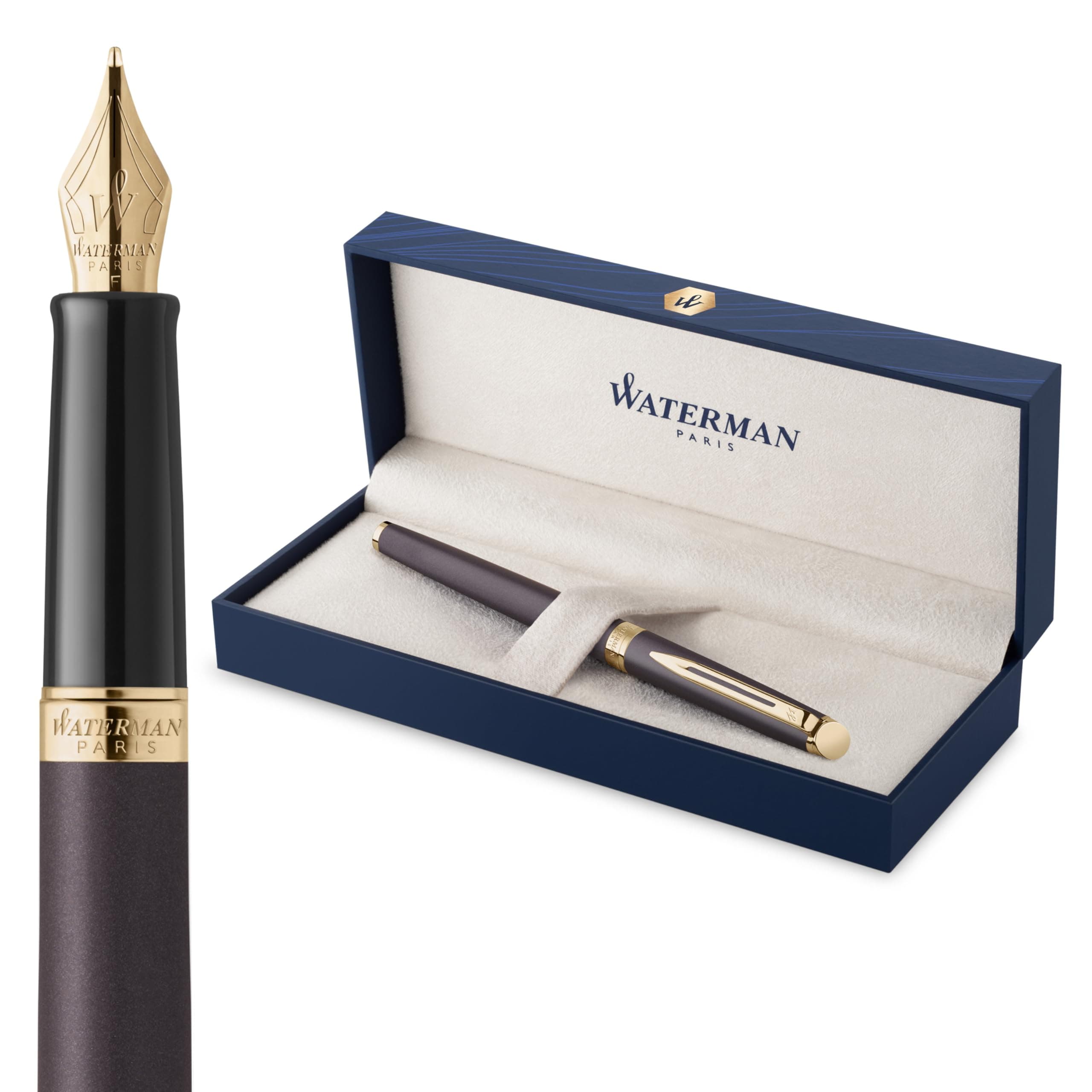 Pluma estilográfica Waterman Hémisphère | La Edición Discreta | Negro lava | plumín mediano de acero inoxidable | estuche de regalo