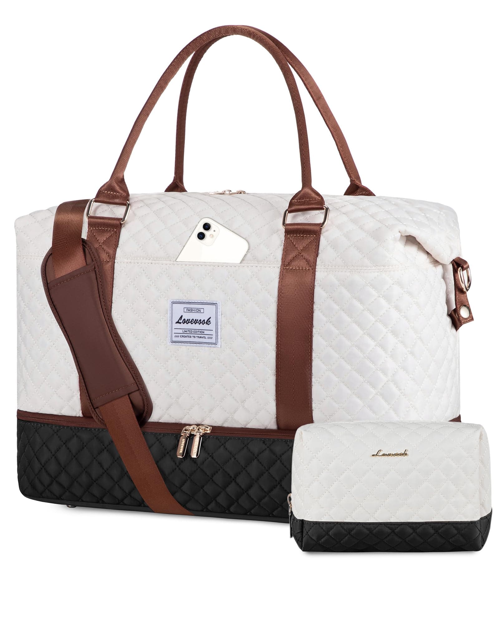 LOVEVOOK Reisetasche Handgepäck Damen Sporttasche Groß mit Schuhfach Carry On Travel Duffle Luggage Bag für Flugzeug Women Kliniktasche Geburt Mama Set Wickeltasche Saunatasche Strandtasche