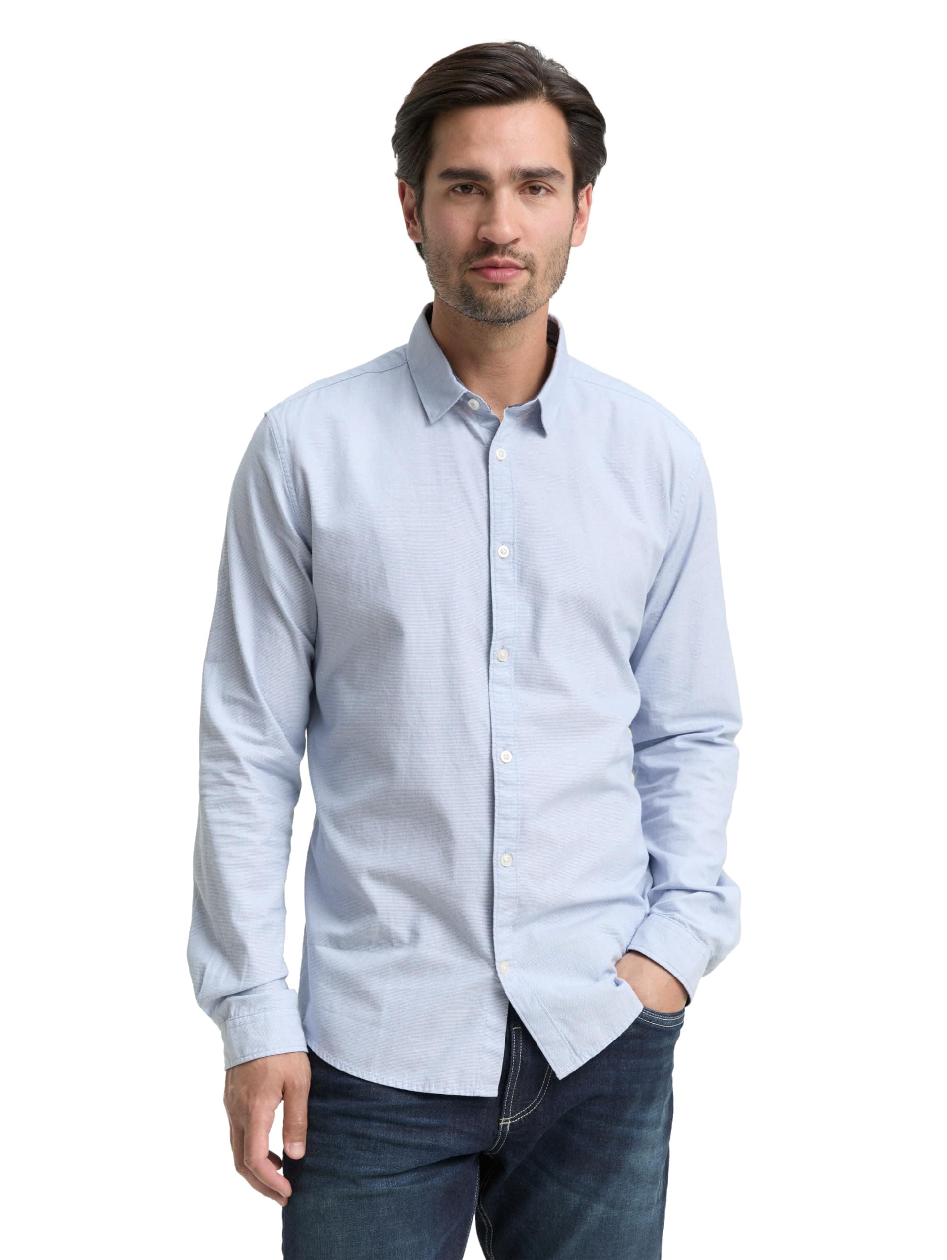 TOM TAILOR Herren Slim Fit Hemd mit Struktur
