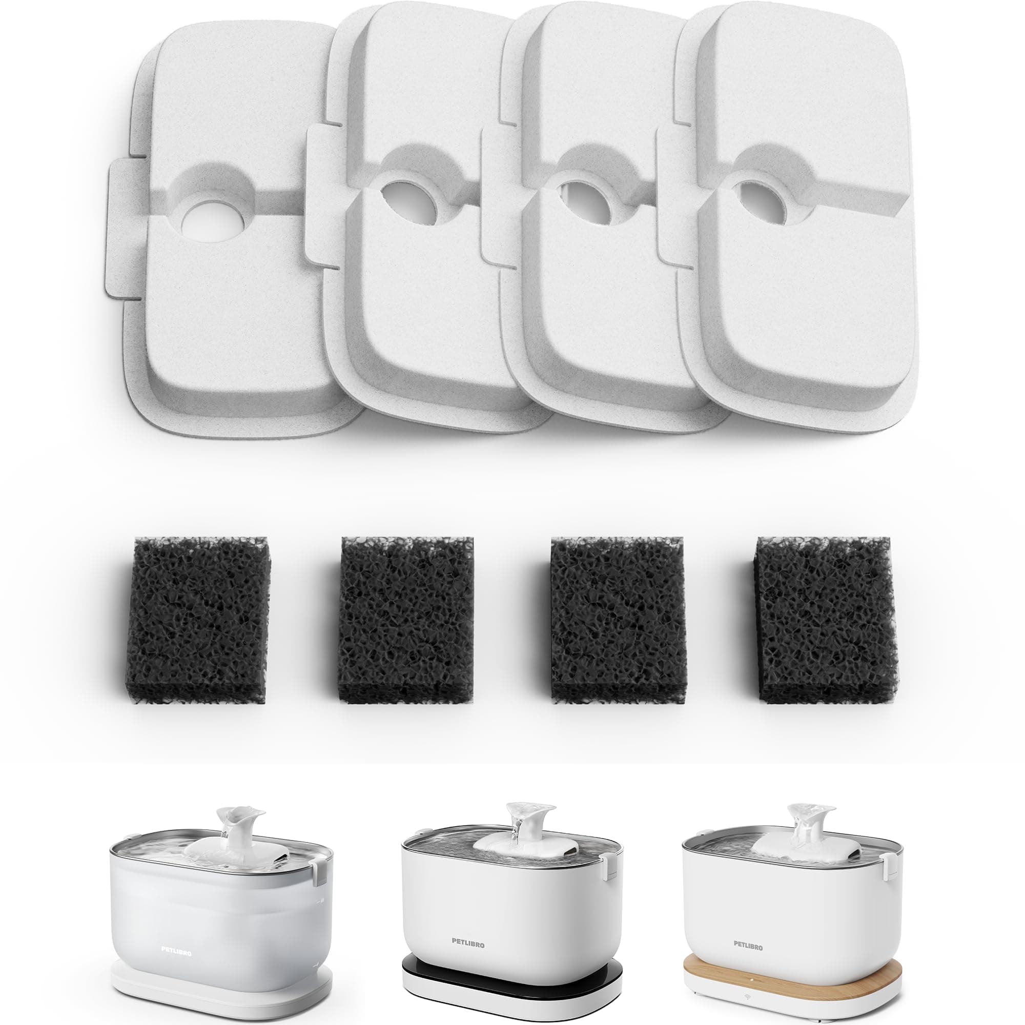PETLIBRO Katzenbrunnen Filter 4er Pack für Dockstream Trinkbrunnen für Katze PLWF005, PLWF115, PLWF105, 2-Monats-Set Ersatzfilter für Katzentrinkbrunnen