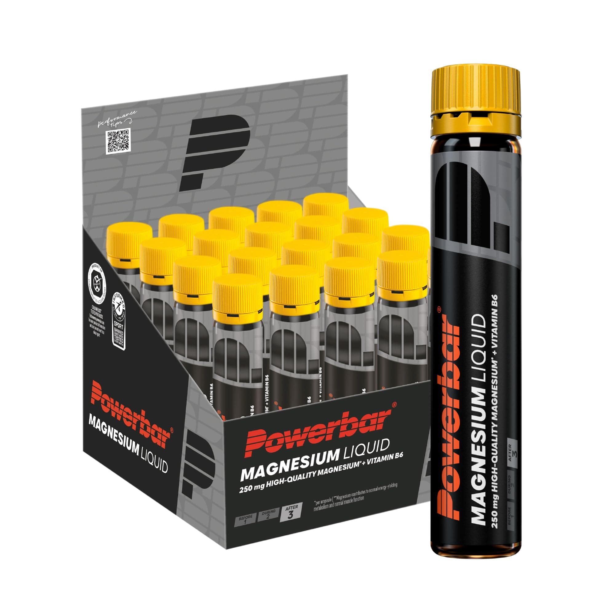 Powerbar - Black Line - Magnesium Liquid - 20x25ml - 250mg Magnesium - Vitamin B6