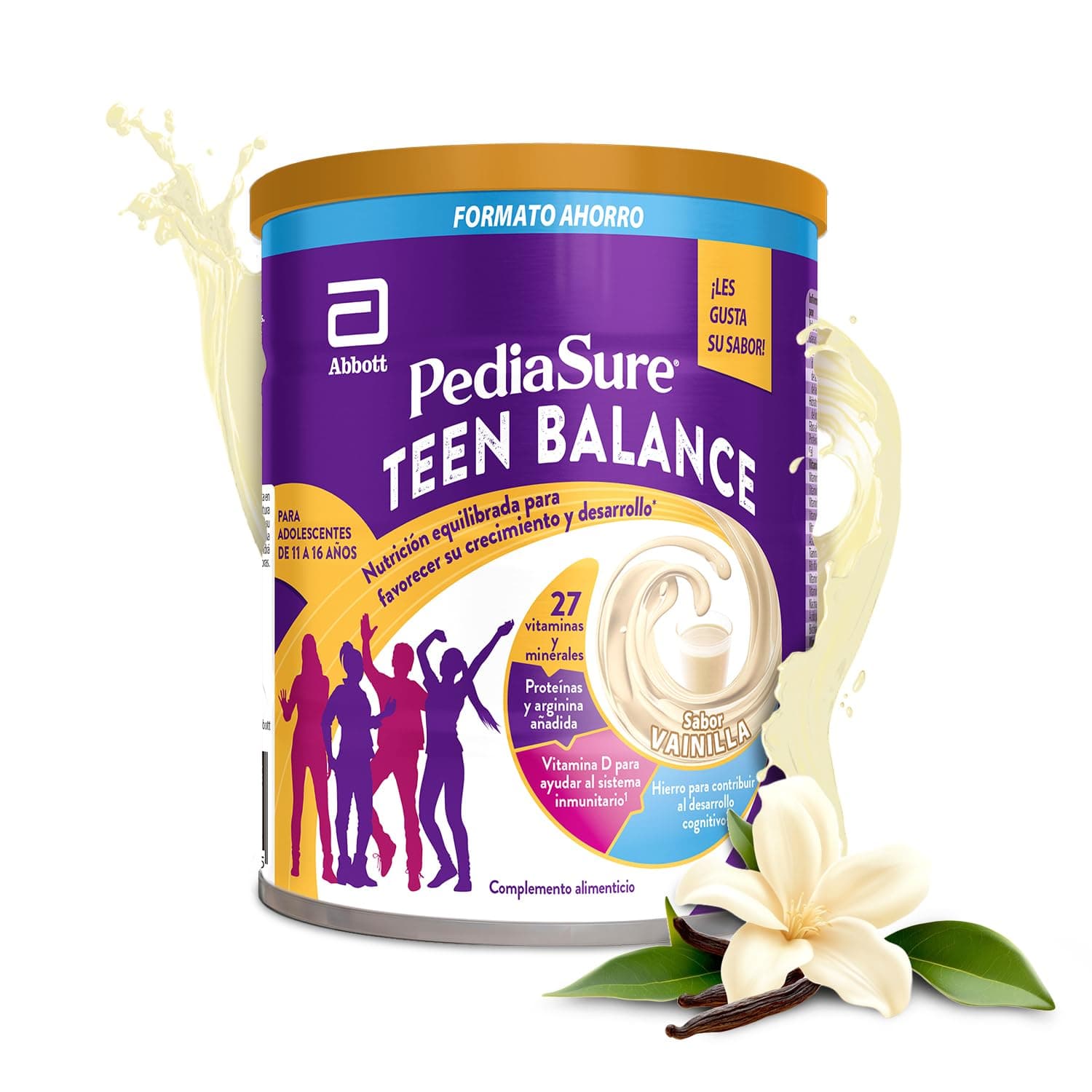 PediaSure Teen Balance Vainilla 850 g, Nutrición equilibrada Adolescentes | Complemento Alimenticio, Proteína, Vitaminas, Minerales, Inmunidad, Memoria, Calcio, Hierro, Zinc, Vitamina C, Vitamina B