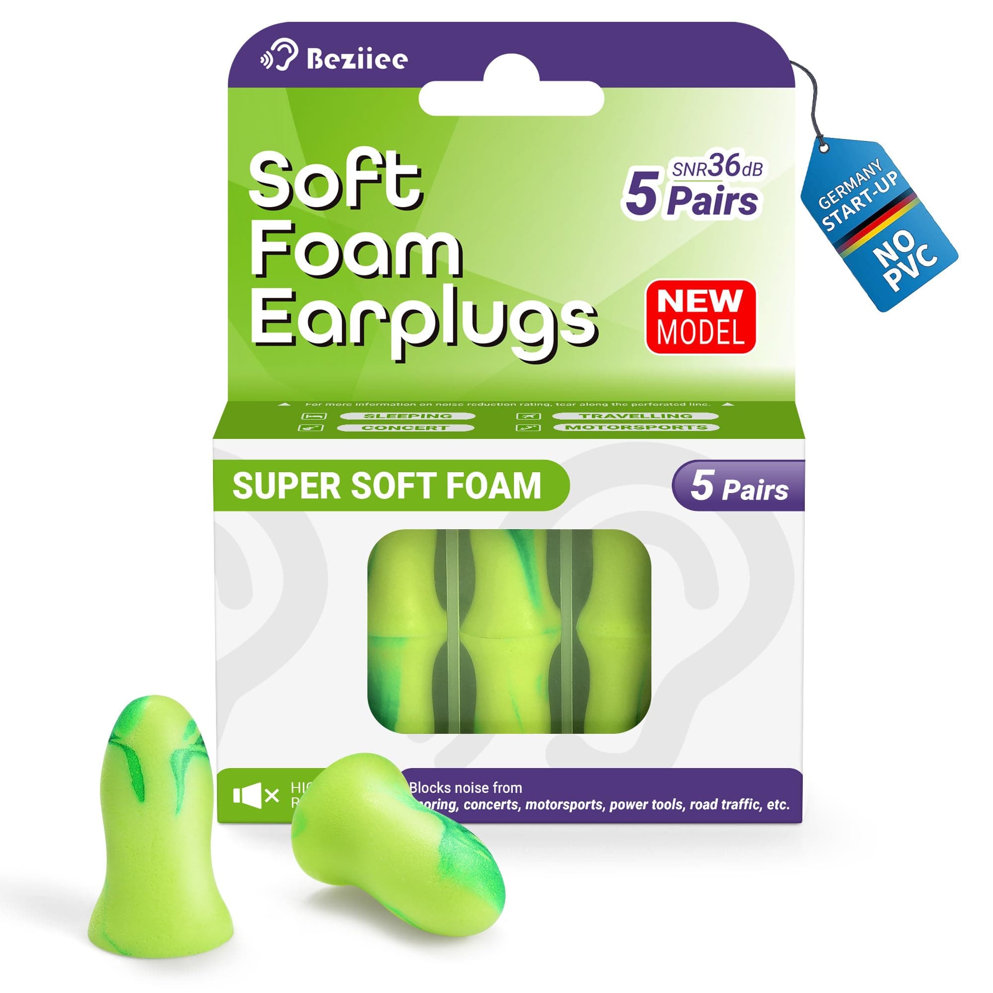 BEZIIEE Tappi Orecchie Dormire: design NeuroFusion™ 2025 per chi dorme di lato, sollievo da ansia e sensibilità al rumore - tecnologia Silence Burst da 36 dB per un sonno di 8 secondi™