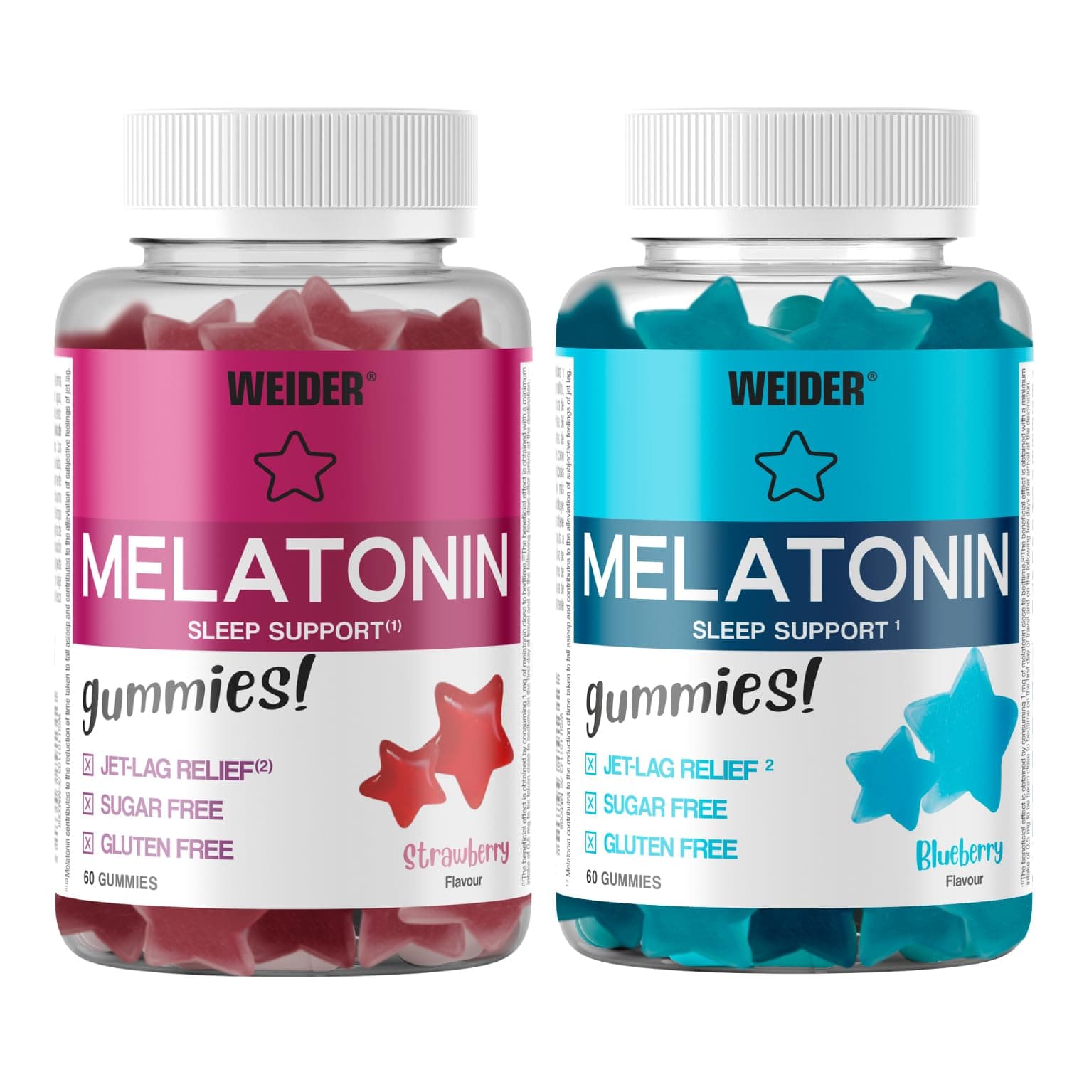Weider Gominolas de melatonina, Sabor Fresa y Arándano, Pack duo 2 x 60 Unidades