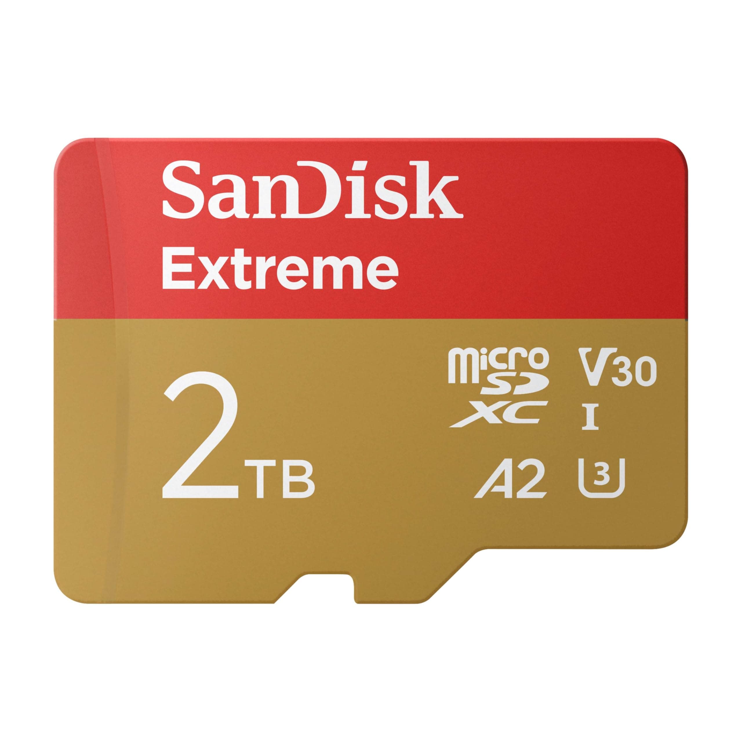 SanDisk Extreme 2TB microSDXC card + SD adapter (For Action Cams, Drones, Smartphones, Speeds up to 240 MB/s, 4K UHD) A2, RescuePRO Deluxe, UHS-I, U3, V30