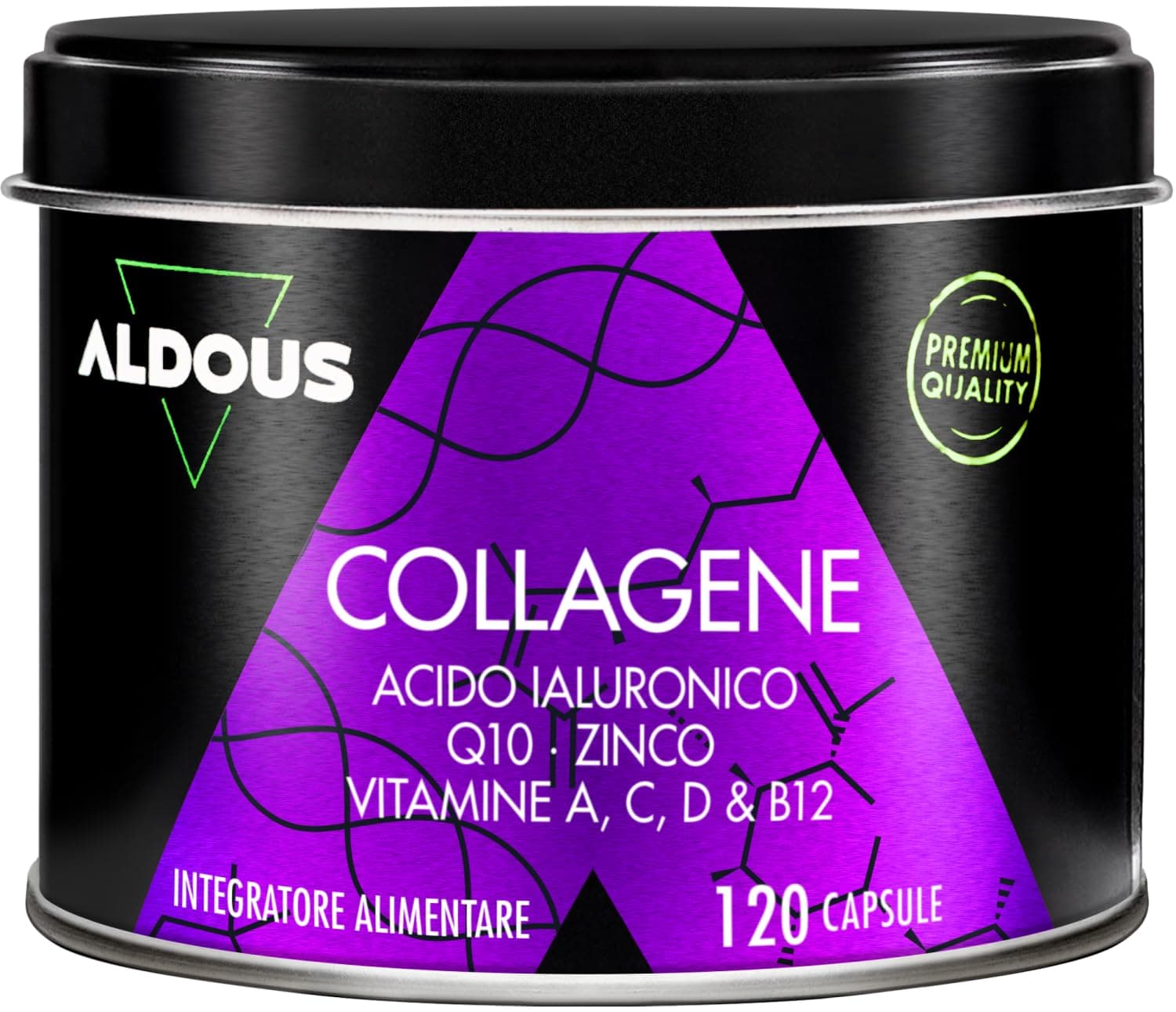 Collagene Idrolizzato con Acido Ialuronico e Coenzima Q10 - Vitamina C, A, D, B12 e Zinco - 120 Capsule - Collagene Integratore Capelli, Pelle, Ossa, Muscoli e Articolazioni - Integratore Bellezza