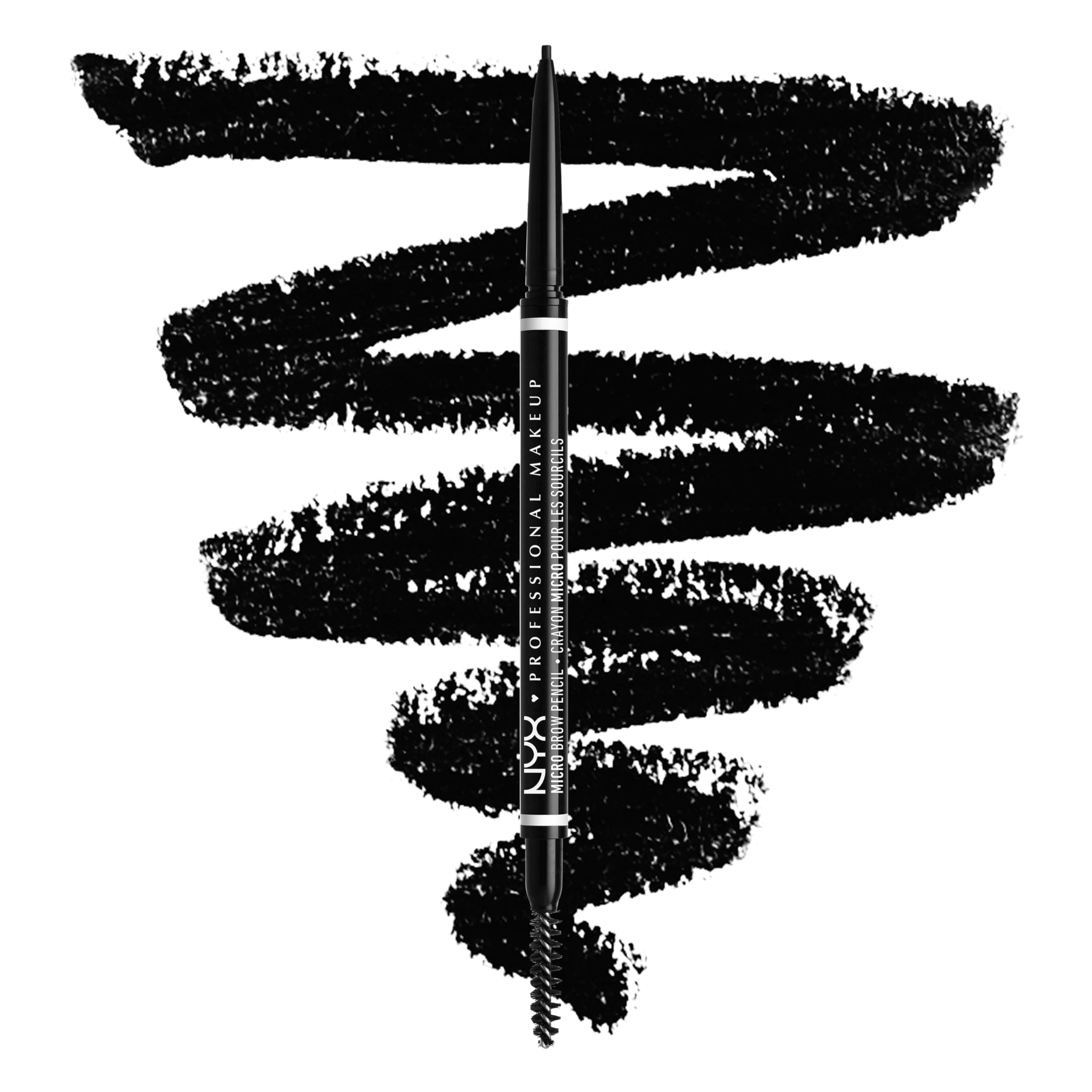 NYX Professional Makeup Augenbrauenstift, Micro Brow Pencil, Beidseitig mit ausdrehbarem Augenbrauenstift und Bürstchen, Wasserfest, Eyebrow Pencil, Vegane Formel, Farbton: 08 Black