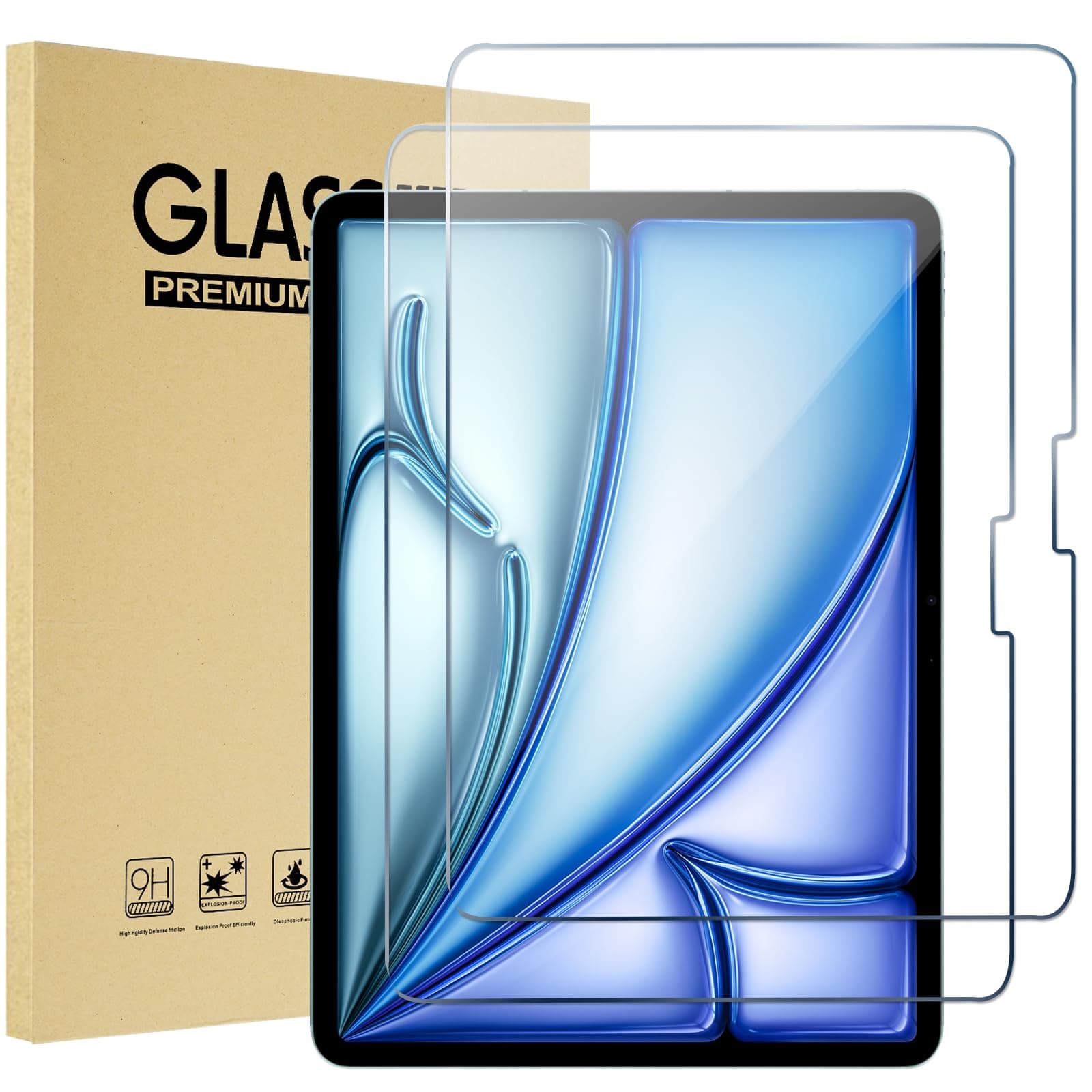 ProCase 2 Verre Trempé pour iPad Air 11 Pouces (M4) 2026/(M3) 2025/(M2) 2024, Film Protection Ecran, Screen Protecteur, Anti Rayures Sans Bulles 0.33mm Épaisseur Dureté 9H