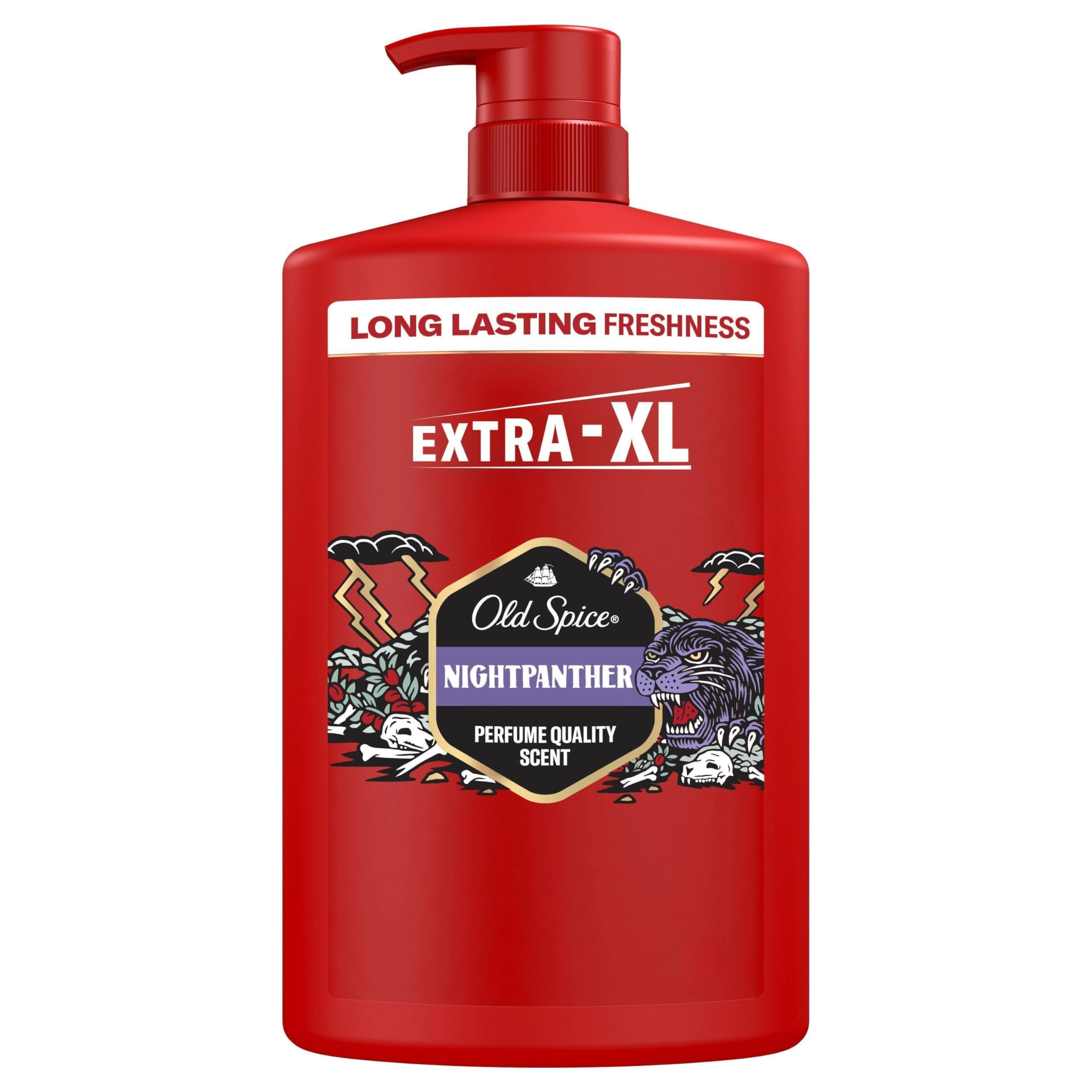 Old Spice Night Panther 3-in-1 Duschgel für Haar, Gesicht und Körper 1000 ml, langanhaltende Frische, Duft von Parfumqualität, Tiefenreinigung