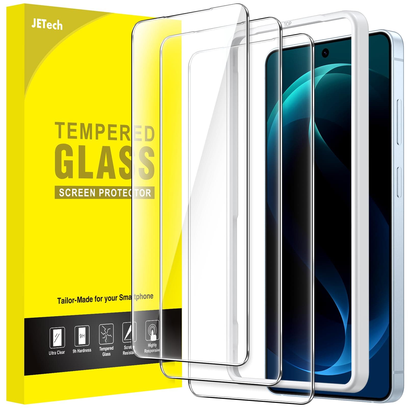 JETech Schutzfolie für Samsung Galaxy S26 Ultra, 9H Gehärtete Glas Displayschutz mit Einfache Installationswerkzeug, Fingerabdruck ID Kompatibel, HD Klar, 3 Stück