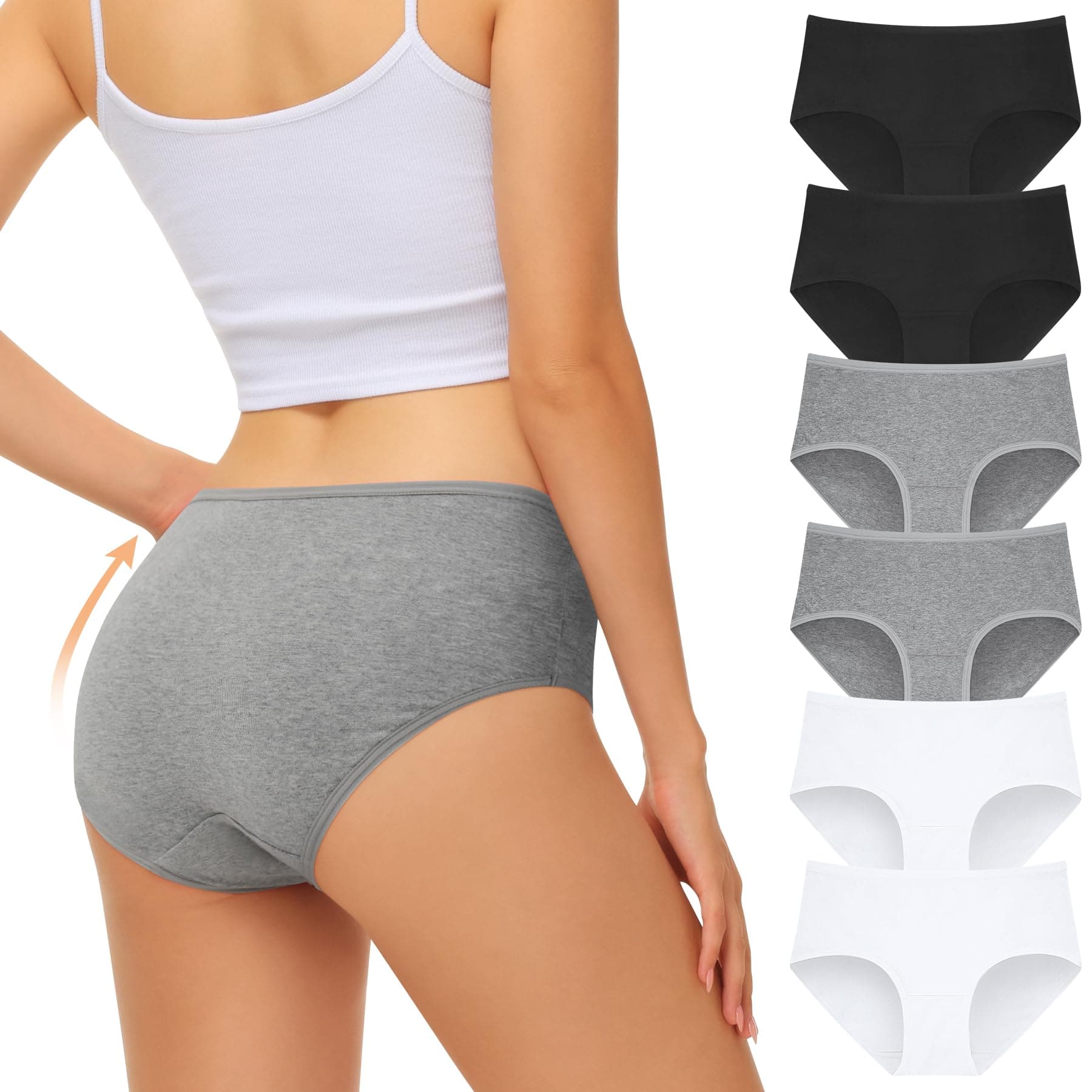 FALARY Mutande Donna Cotone Midi Vita Slip Sportivo Culotte Comode Elasticizzato Pacco da 6