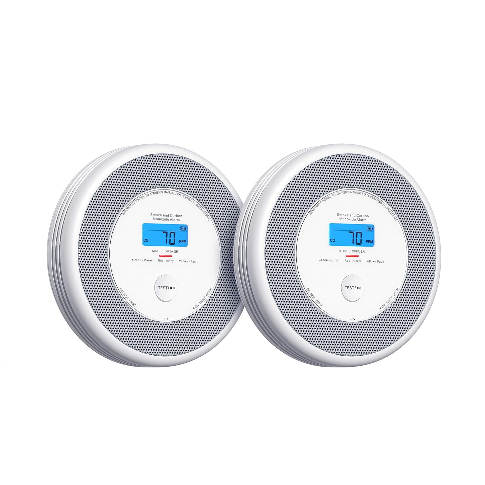 X-Sense Unabhängiger Kombinierter Rauch- und Kohlenmonoxidmelder mit Sprachausgabe-Alarm, CO-Melder mit austauschbarer Batterie, Keine Unterstützung für APP und SBS50 Basisstationen, XP0A-SR, 2er-Pack