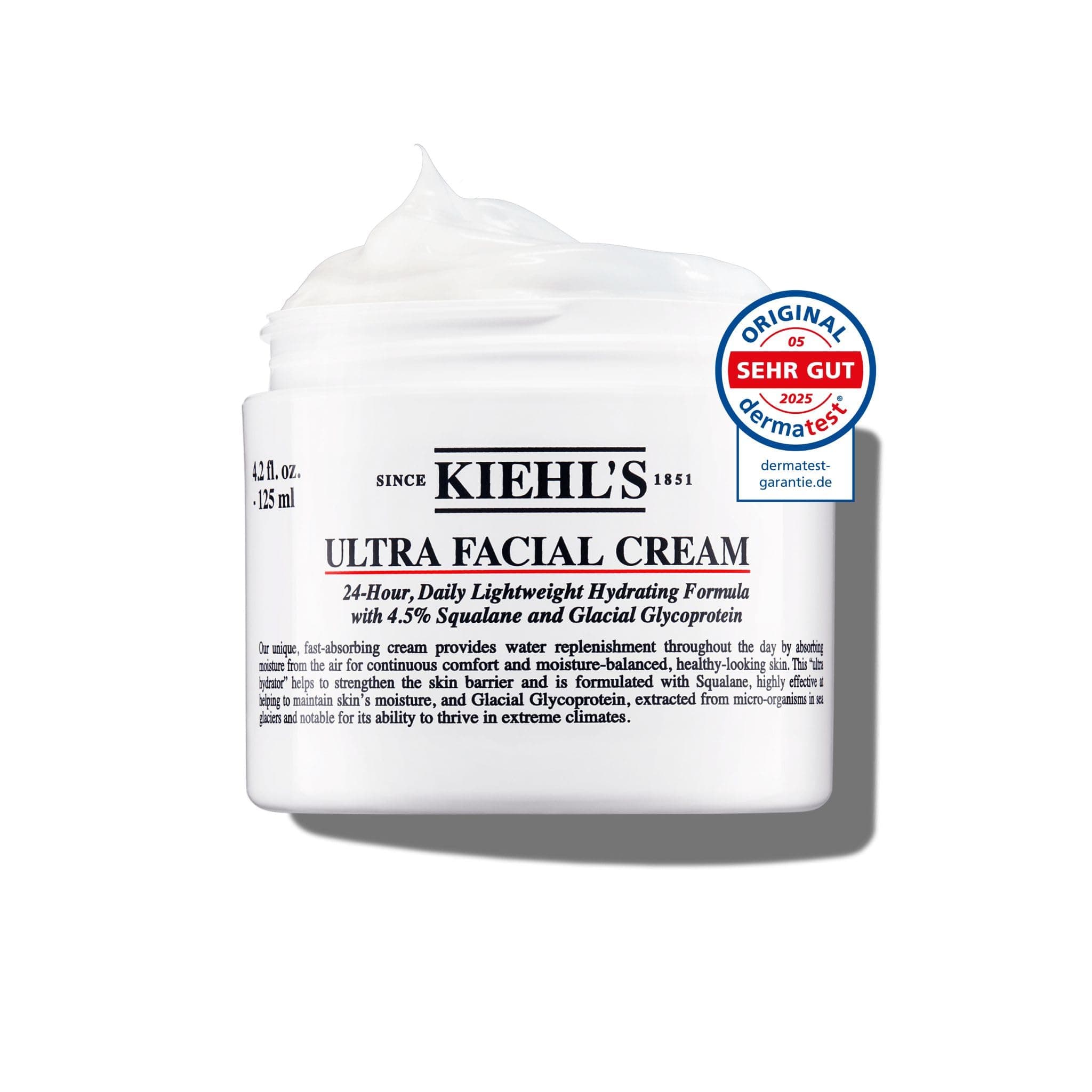 KIEHL'S Ultra Facial Cream, pflegende, leichte Gesichtscreme mit Squalan und Glykoprotein für einen vitalen Teint, 72 h Feuchtigkeitsversorgung