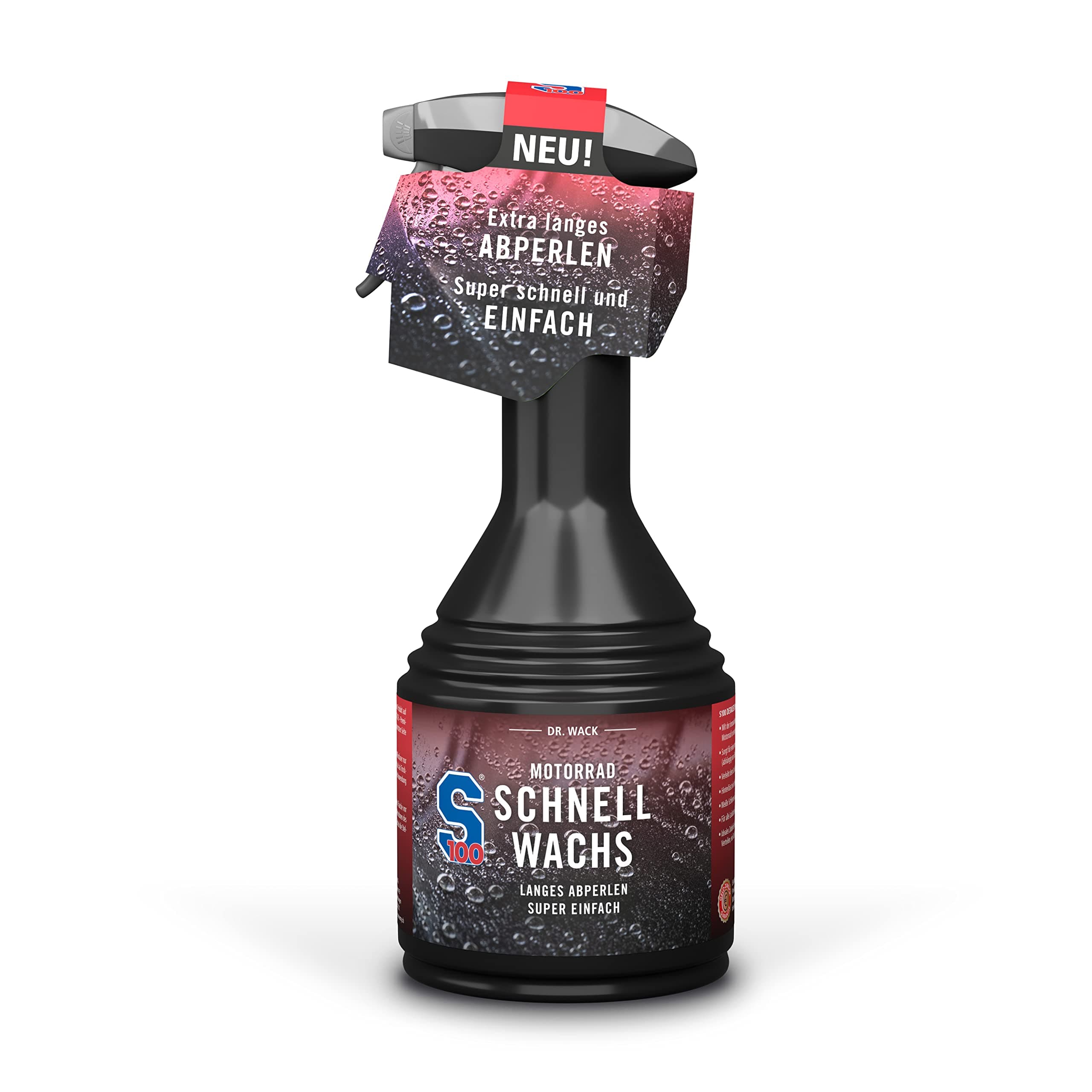 Dr. Wack – S100 Motorrad Schnellwachs 500 ml I Premium Motorrad-Wachs für monatelangen Abperl Effekt, Glanz & Lackschutz I Für alle Lacke & Kunststoffe I Hochwertige Motorradpflege, 2440, Schwarz