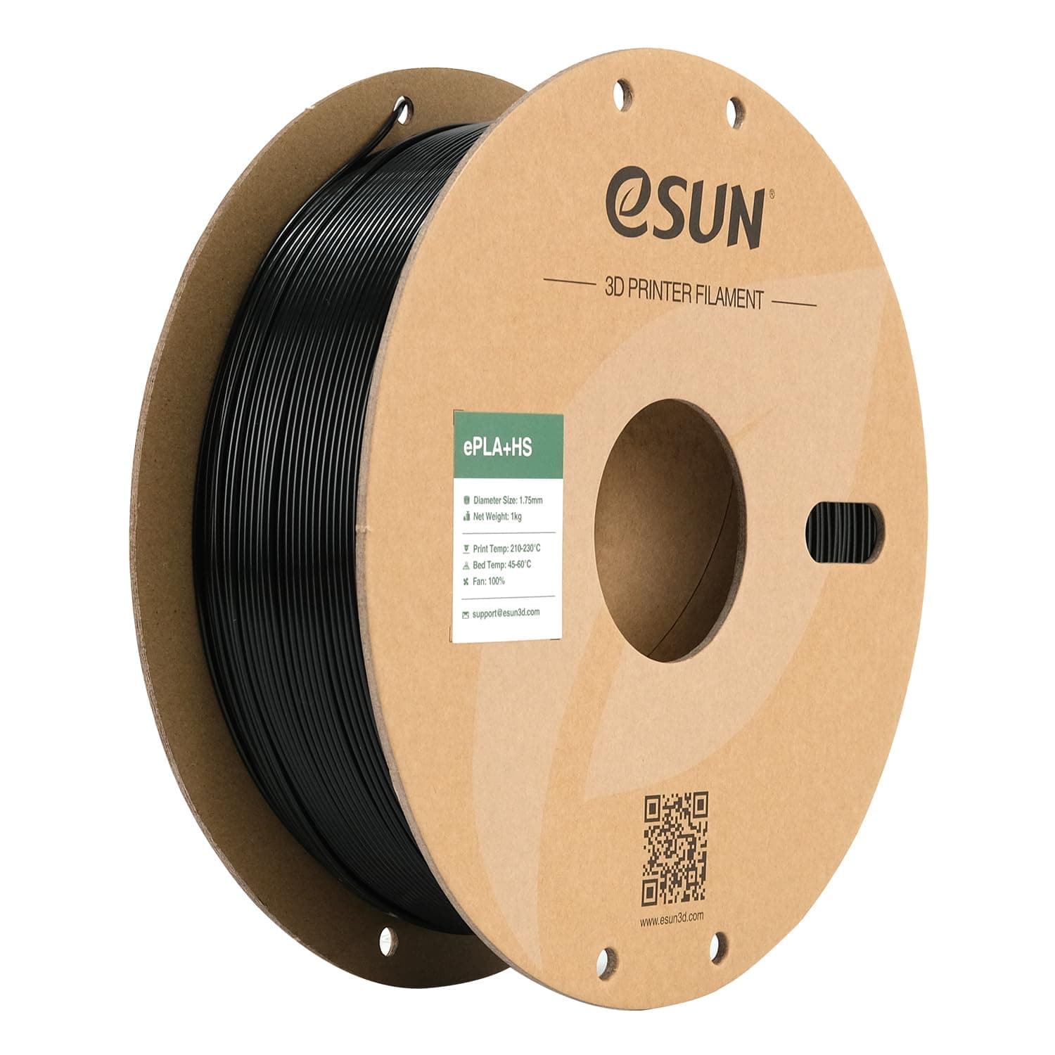 eSUN PLA+ Filamento 1.75mm, ePLA+HS Filamento para Impresora 3D de Alta Velocidad Precisión Dimensional +/- 0.03mm, Carrete de 1KG (2.2 LBS) para Impresoras de Alta Velocidad,Negro