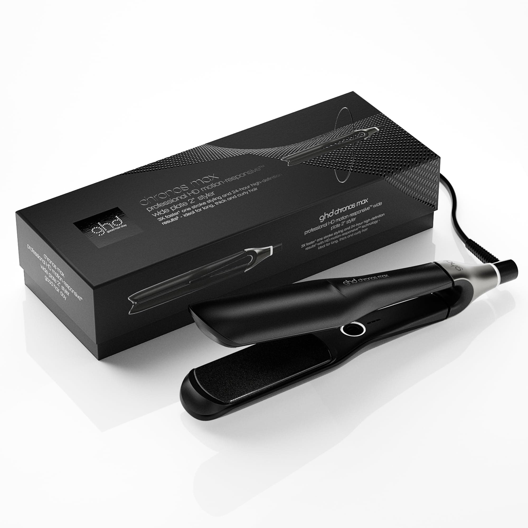 ghd Chronos Max - Plancha de Pelo Profesional, Styler con Placas 85% más Anchas, Peinado 3x Veces Más Rápido, Más Brillo, Sin Daño Por Calor Extremo - Para Cabello Largo, Grueso o Rizado