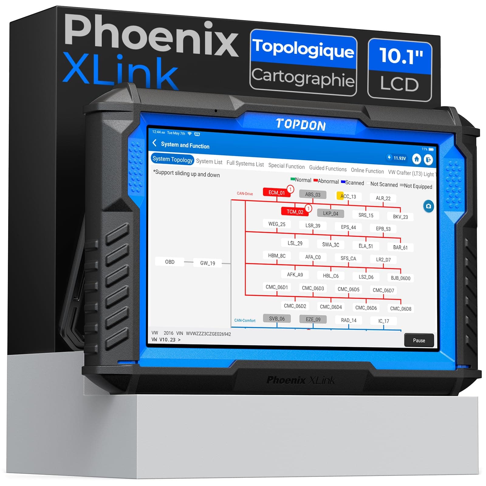 TOPDON Phoenix XLink, Valise Diagnostic Auto multimarque, Programmation de l'ECU, Codage de l'ECU, cartographie topologique,Can-FD et DoIP, Diagnostic Complet du système, Can Bus, 41+ Services