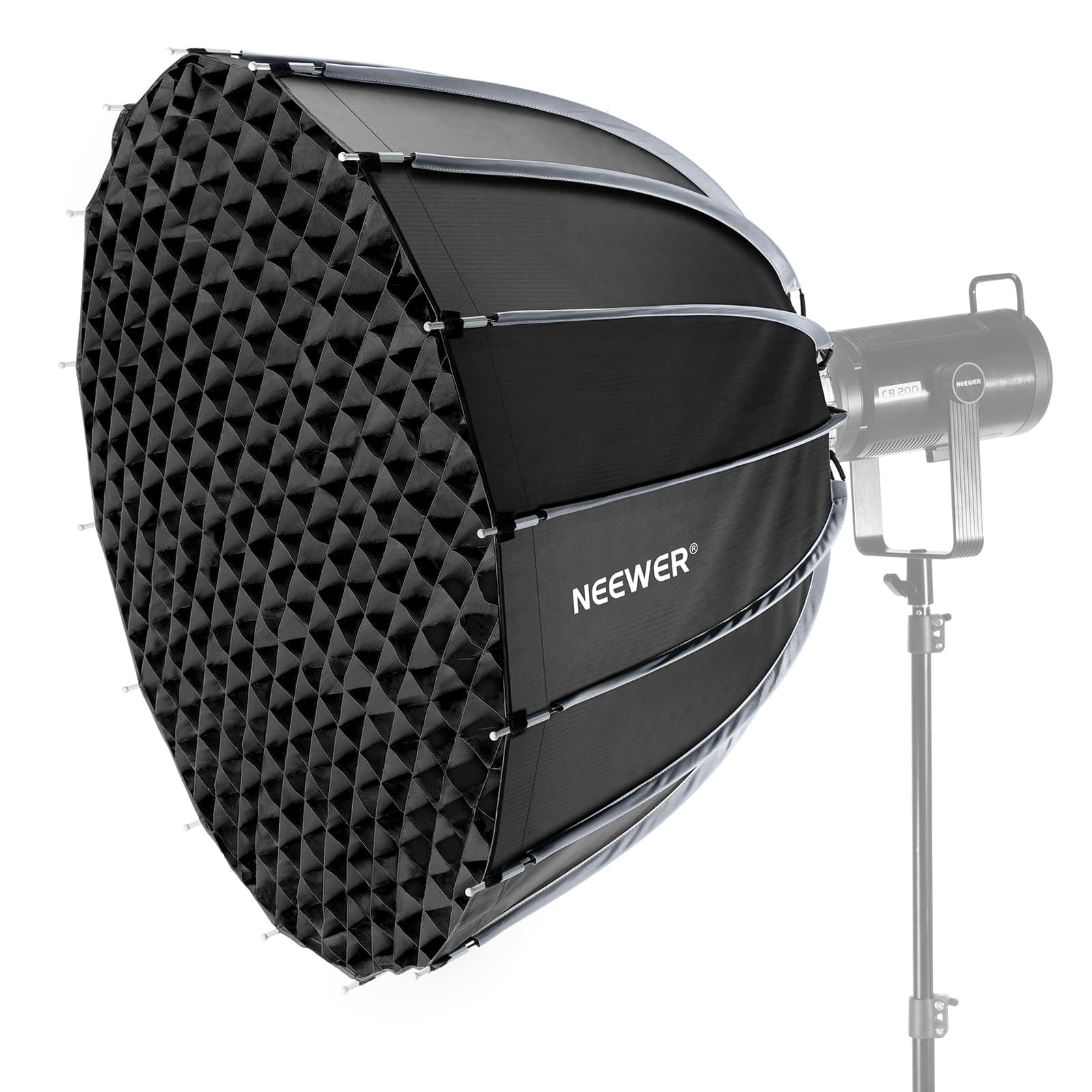 NEEWER 35.4"/90cm Softbox Parabólico Montaje Bowens, Configuración Rápida con Difusores/Rejilla/Bolsa para Luz Continua Video CB60 CB200B MS60 Compatible con Godox Compatible con Aputure 600d, NS90P