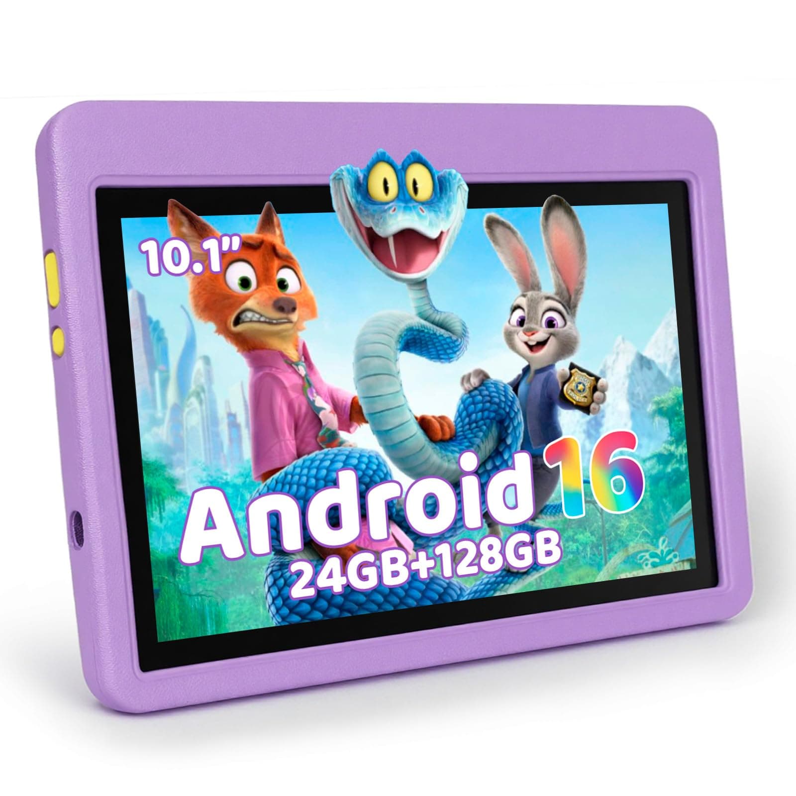 MUISOO Tablet para Niños 10 Pulgadas, Tablet Infantil Android 16 Cinco Núcleos, 24GB RAM 128GB ROM, Pantalla IPS HD 1280×800, Batería 6000mAh, Control Parental, WiFi 6 Bluetooth (Morado)
