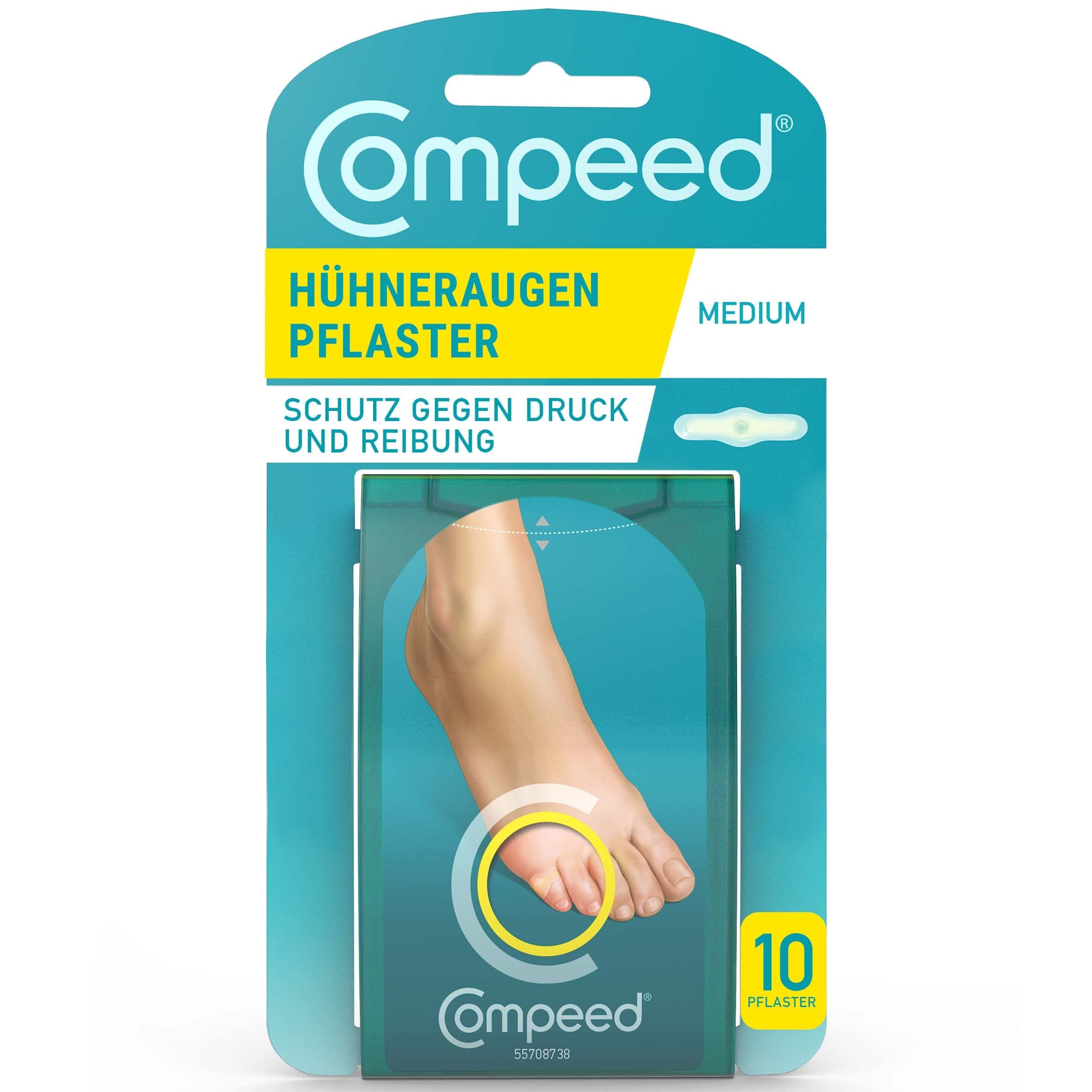 Compeed Hühneraugenpflaster Medium – Hydrokolloid-Pflaster gegen Hühneraugen an den Füßen, 10 Pflaster