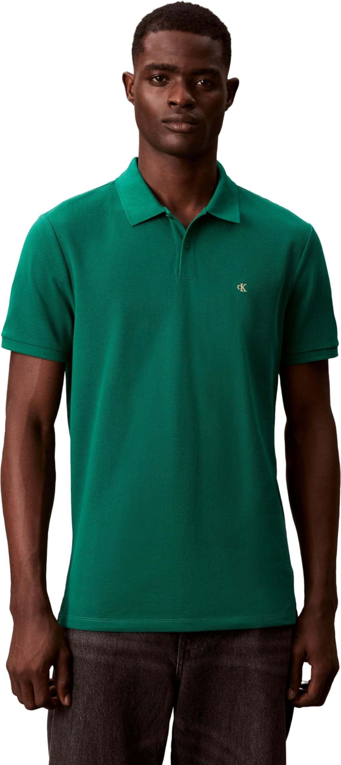 Calvin Klein Polo de Manga Corta Hombre Monogram Pique de algodón