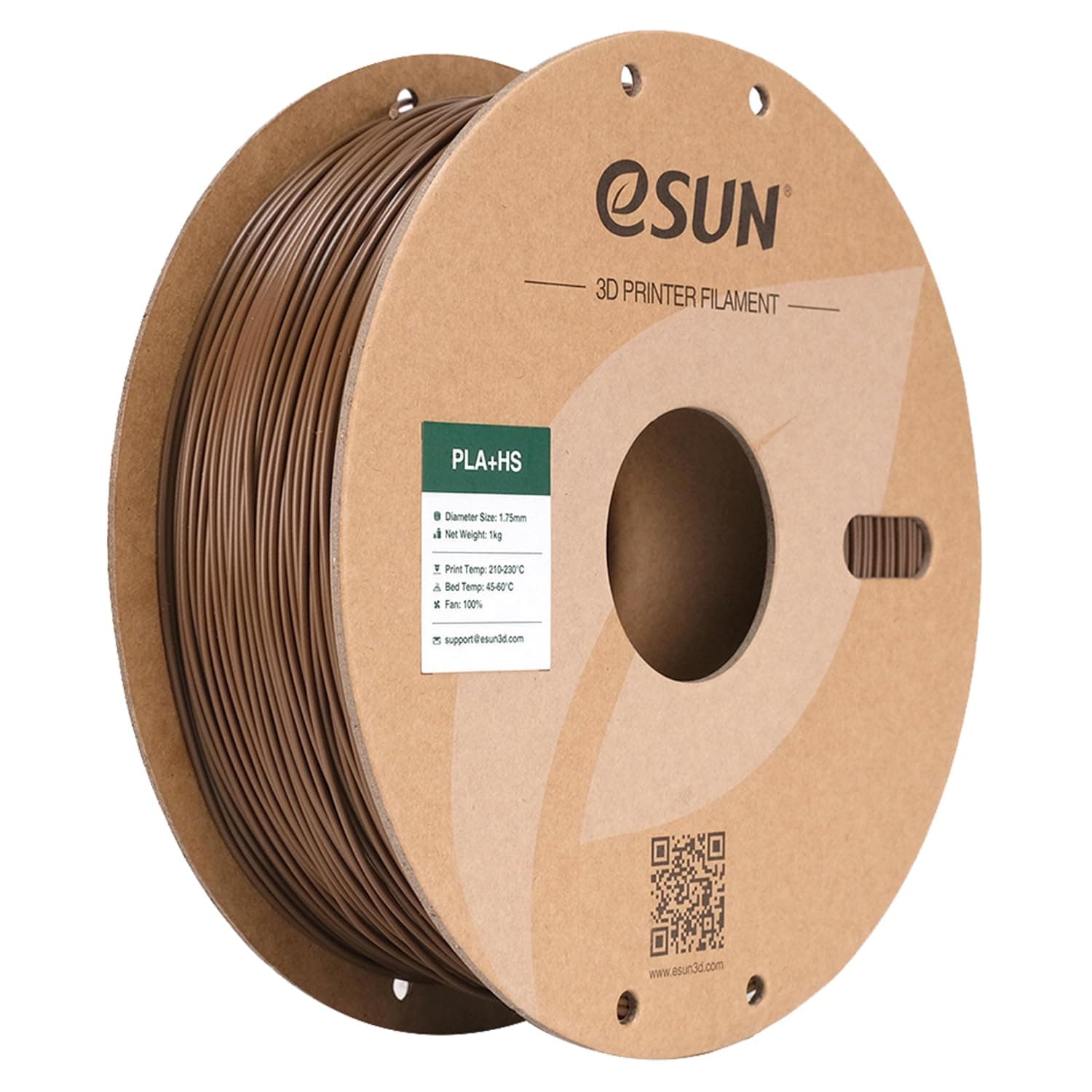 eSUN PLA+ Filamento 1.75mm, PLA+HS Filamento para Impresora 3D de Alta Velocidad Precisión Dimensional +/- 0.03mm, Carrete de 1KG (2.2 LBS) para Impresoras de Alta Velocidad,Marrón