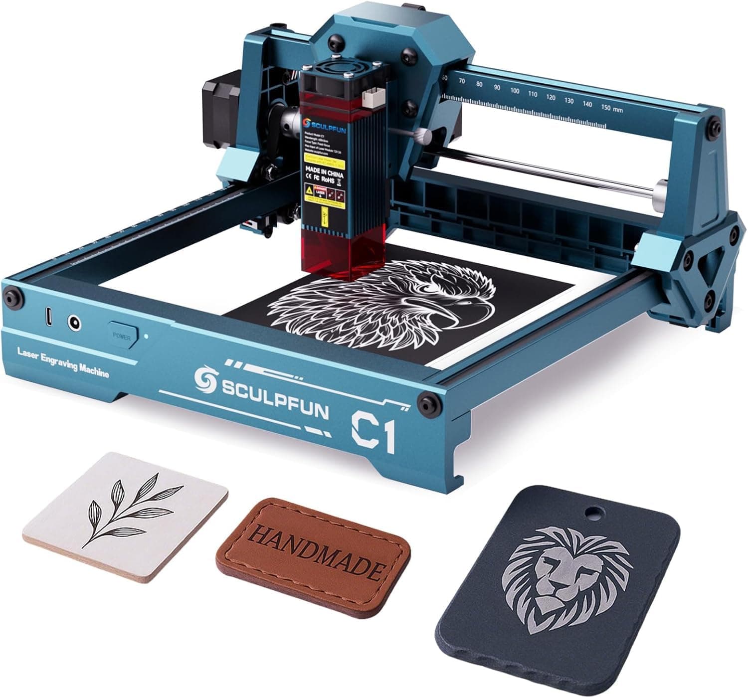 SCULPFUN C1 Mini Máquina de Grabado Láser – Grabador Láser 3W, Precisión de 0,04 mm, Plug-and-Play, Fácil para Principiantes, Ideal para Manualidades en Madera, Acrílico y Cuero