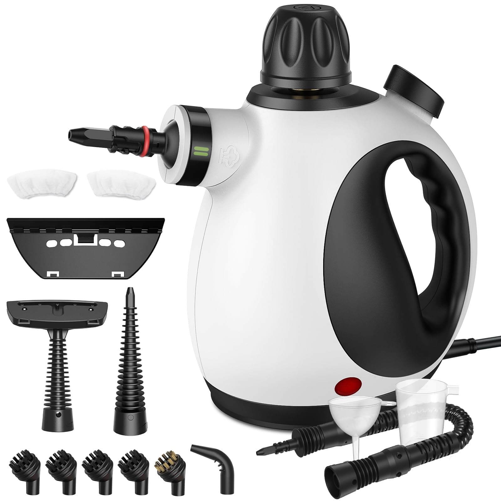 Nettoyeur Vapeur Portable, Nettoyeur à Vapeur Portatif Polyvalent avec Verrouillage de Sécurité et 14 Accessoires pour la Salle de Bain, les Fenêtres la Cuisine(Noir&Blanc)